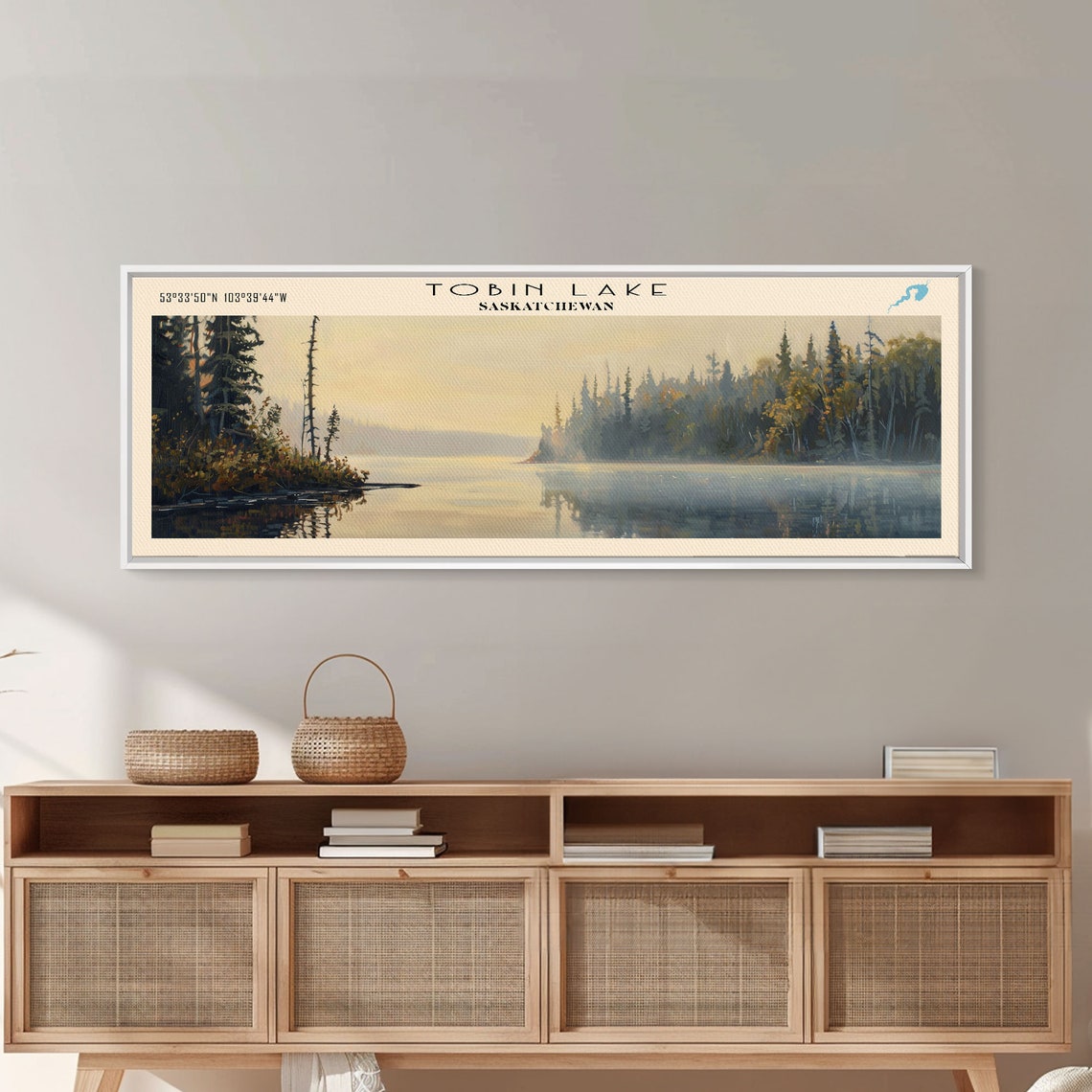 Tobin Lake Saskatchewan Panoramic Misty Morning Pines Wall Art Poster - Image 6