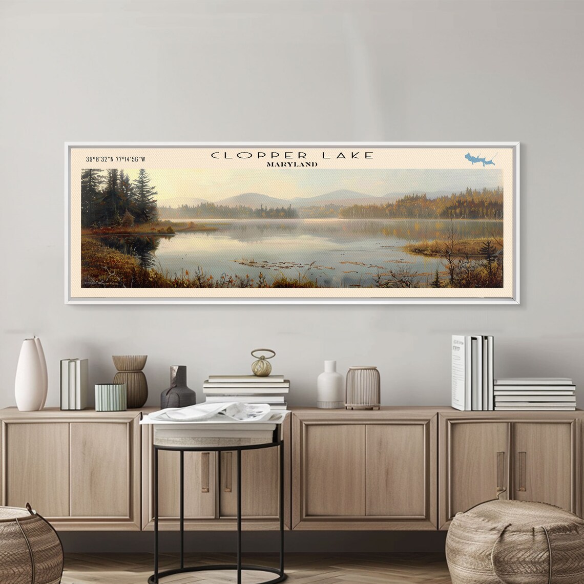 Cobbosseecontee Lake Maine Travel Poster, Rustic Decor - Image 2