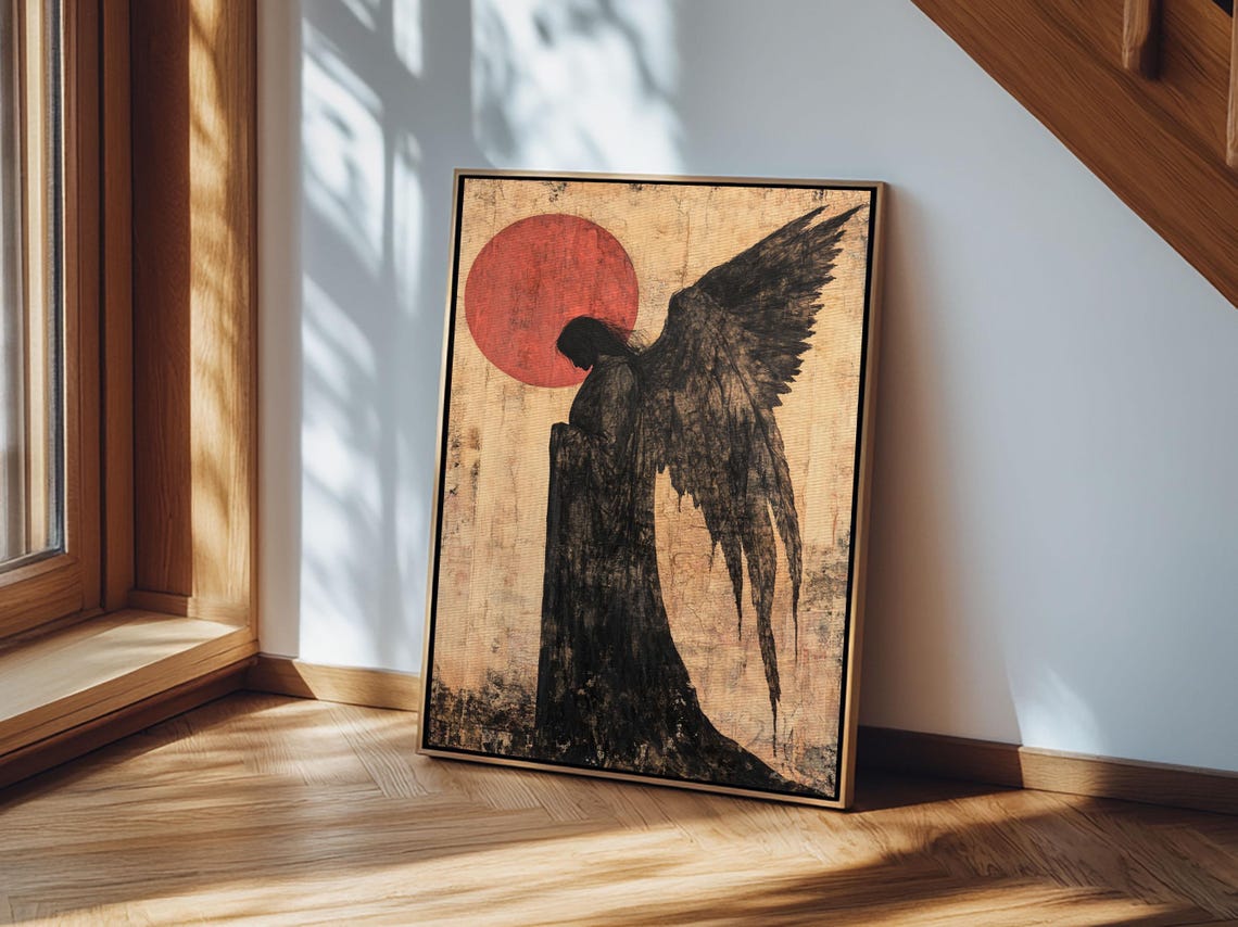 Dark Angel Silhouette Print Gothic Angel Art Prints Moody Abstract Artwork Dark Romance Wall Art Unique Gift Idea - Image 4