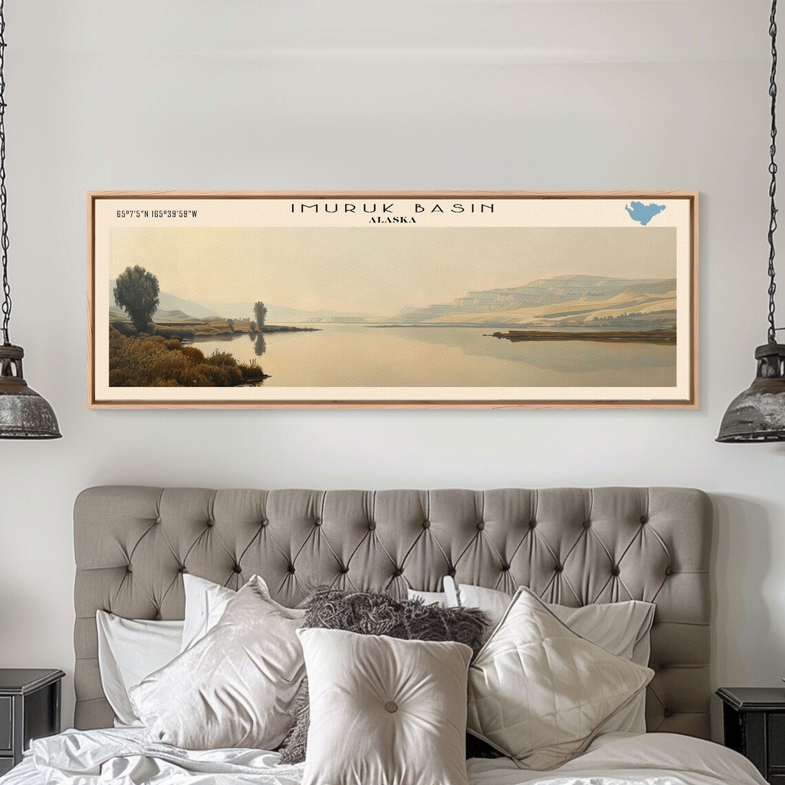 Imuruk Basin Alaska Hazy Minimalist Pale Water Vista Travel Poster - Image 4