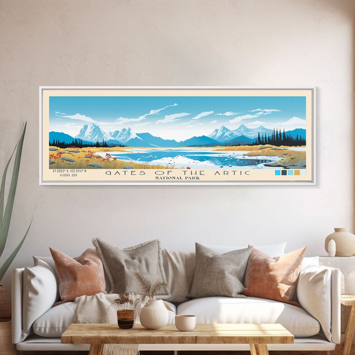 Gates Of The Arctic National Park Panoramic Alaska Travel Art National Park Print Minimalist Travel Art Midcentury Modern Style Landscape - Image 5
