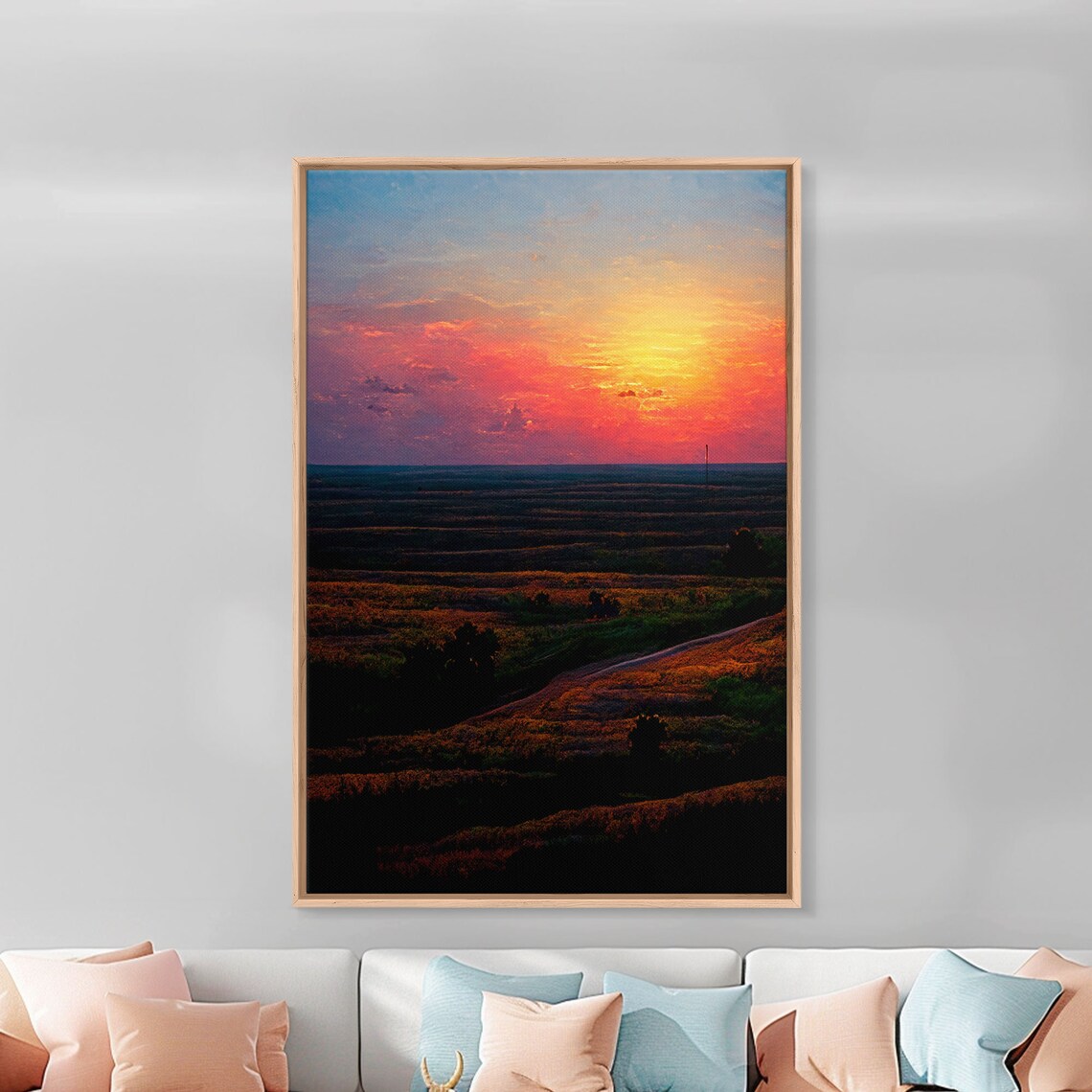 Sunset Over A Texas Field, Landscape Art Print - Image 4