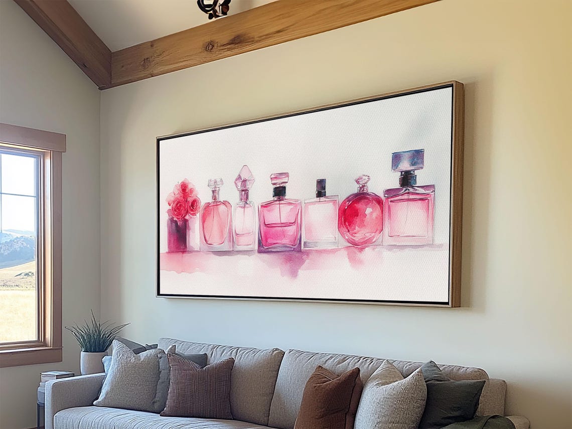 Pink Perfume Bottles Collection Watercolor Vanity Glamour Wall Poster - Image 6