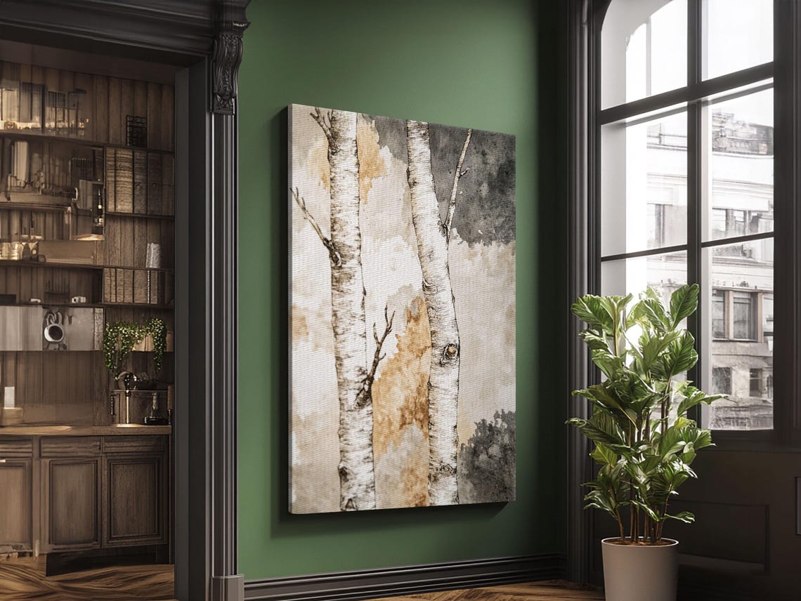 Watercolor Birch Tree Trunks Forest Minimalist Nature Poster - Image 3