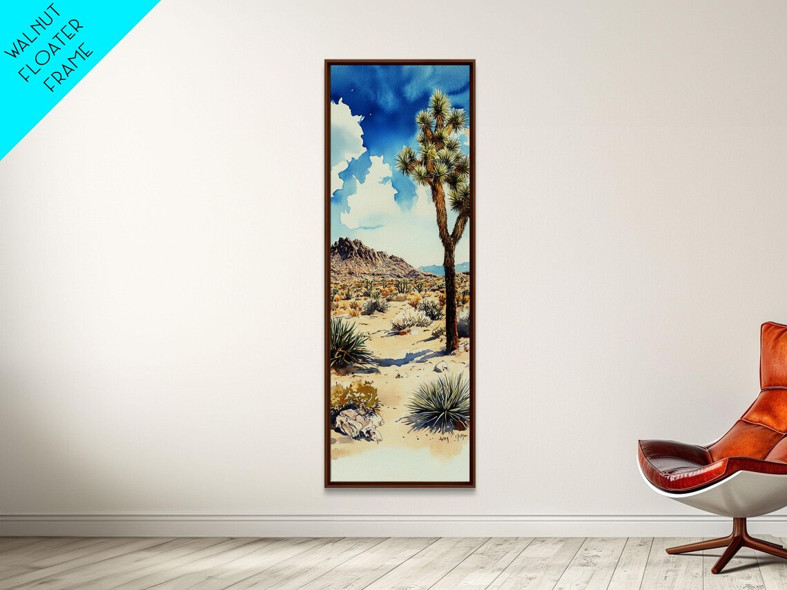 Retro Joshua Tree Desert Mountain Vista Bright Sky Southwest Wall Art - Image 2