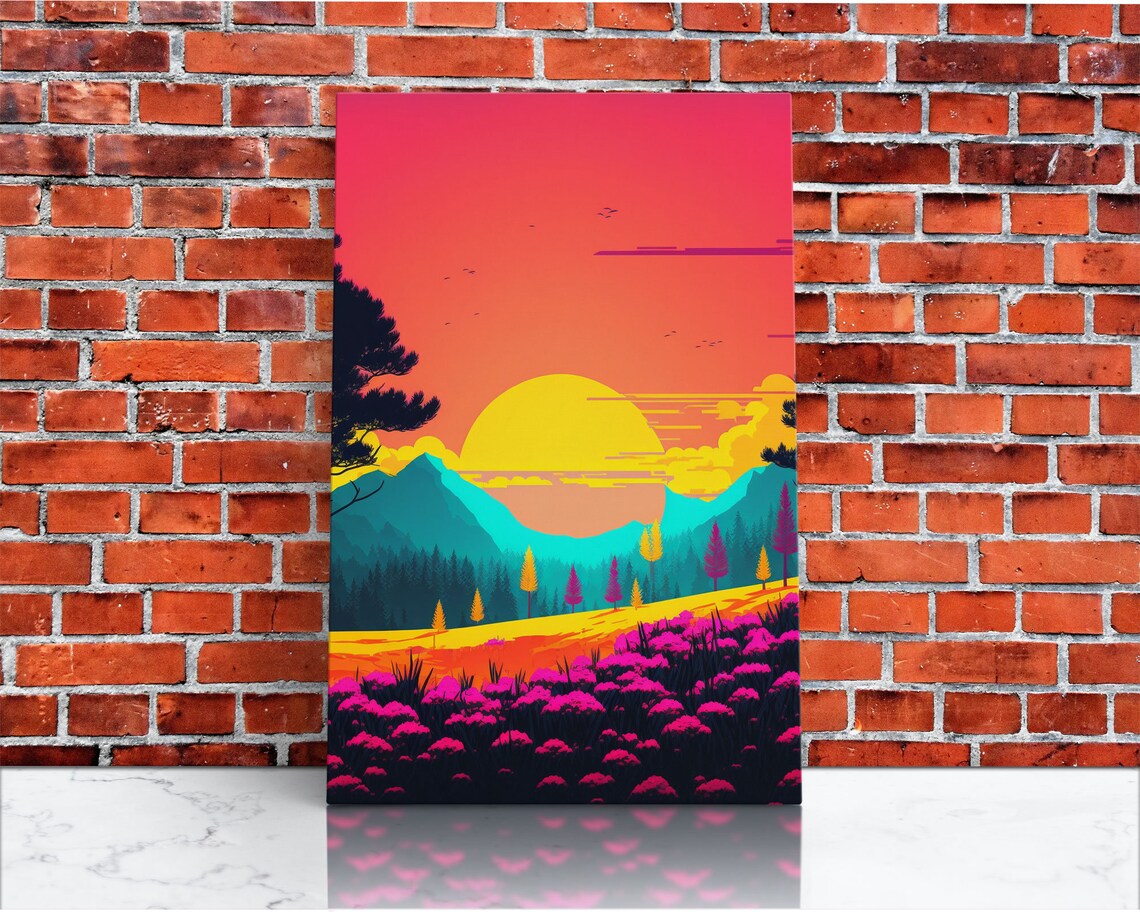 Retro Pop Art Landscape, Surrealist Psychedelic Art - Image 3