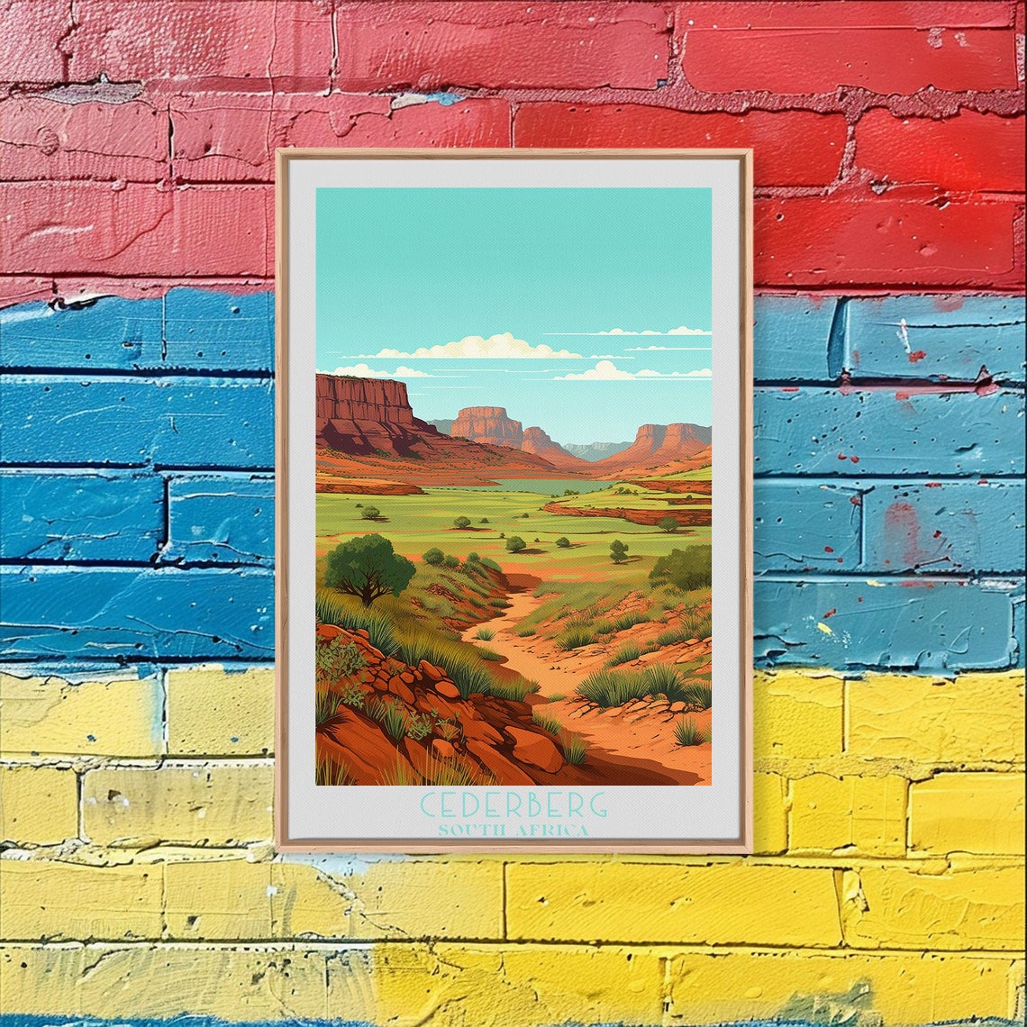 Cederberg South Africa Red Rock Cliffs Green Valley View Poster - Image 3