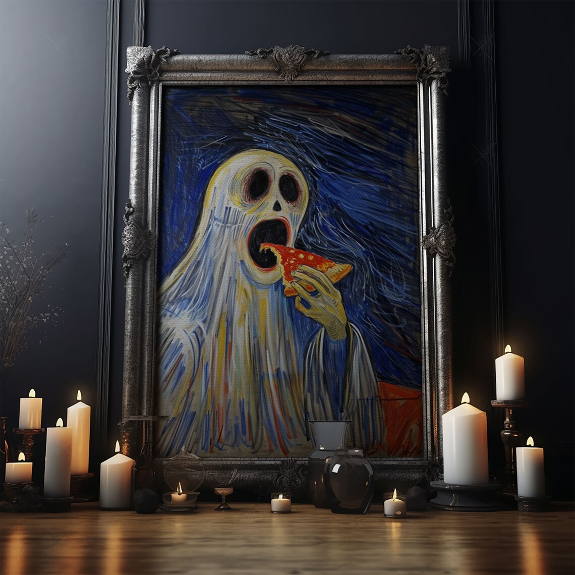 Spooky Ghost Eatin A Pizza Yum, Funny Halloween - Image 5
