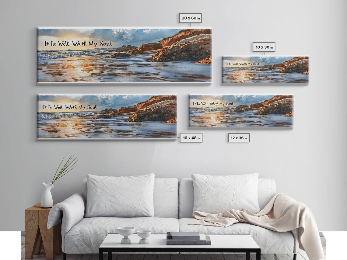 It Is Well With My Soul Beach Coastal Christian Art Print - Image 2