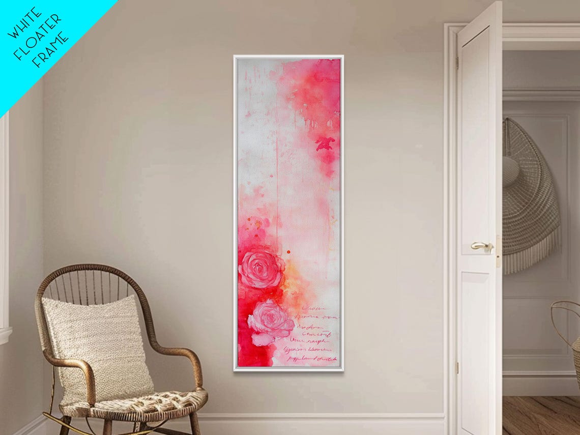 Pink Roses With Love Note Watercolor Romantic Script Art Poster - Image 6