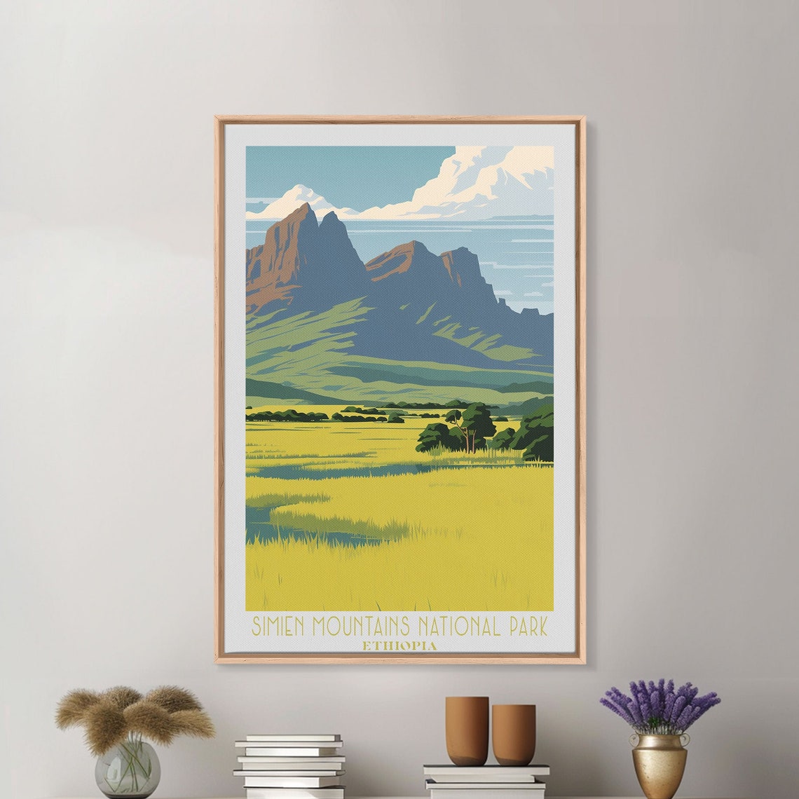 Simien Mountains Ethiopia Jagged Peaks Golden Grassland Retro Poster - Image 3