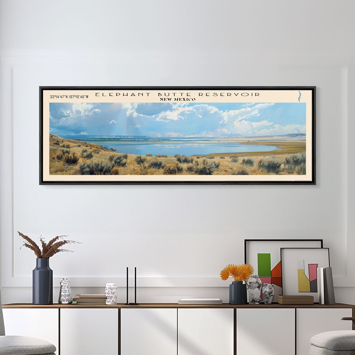 Elephant Butte Reservoir New Mexico Desert Sagebrush Bright Sky Panoramic Poster - Image 5