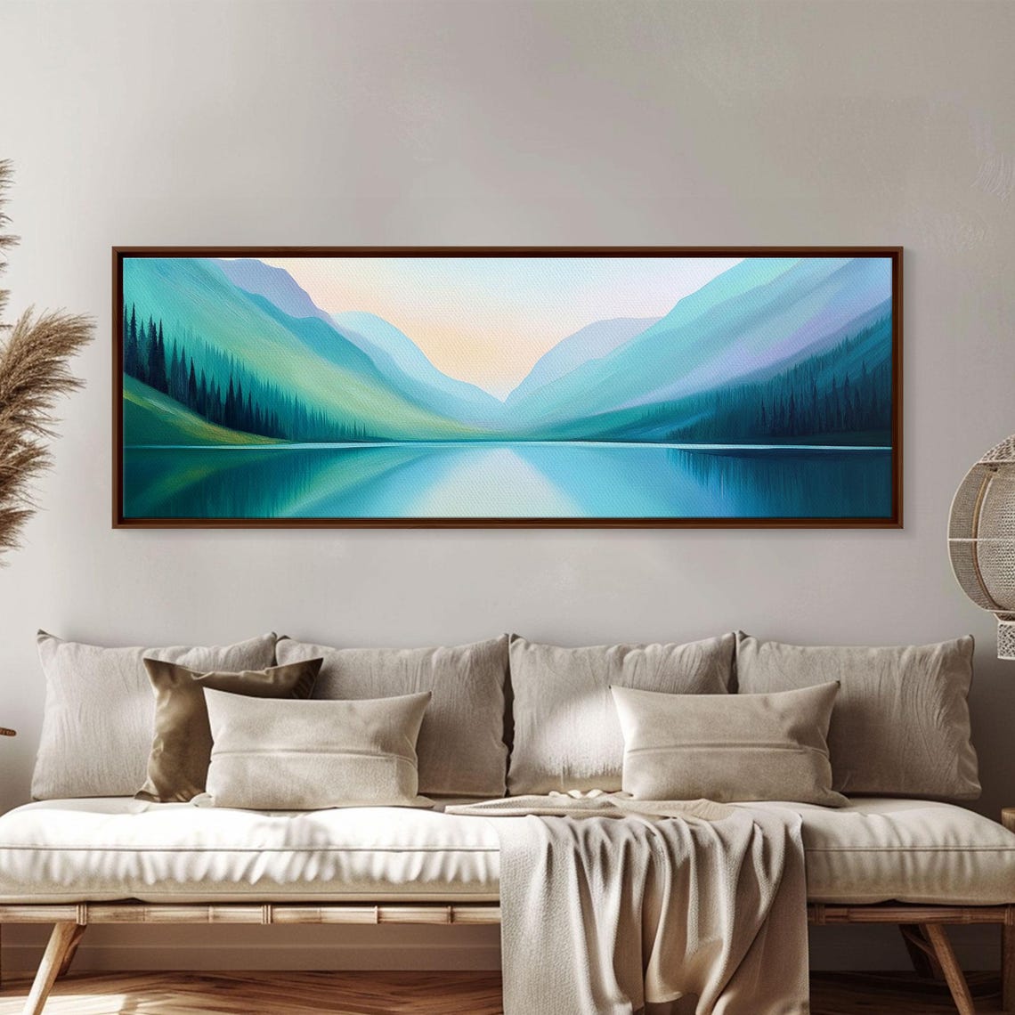 Emerald Green Mountain Lake Serene Reflection Panoramic Wall Poster - Image 4
