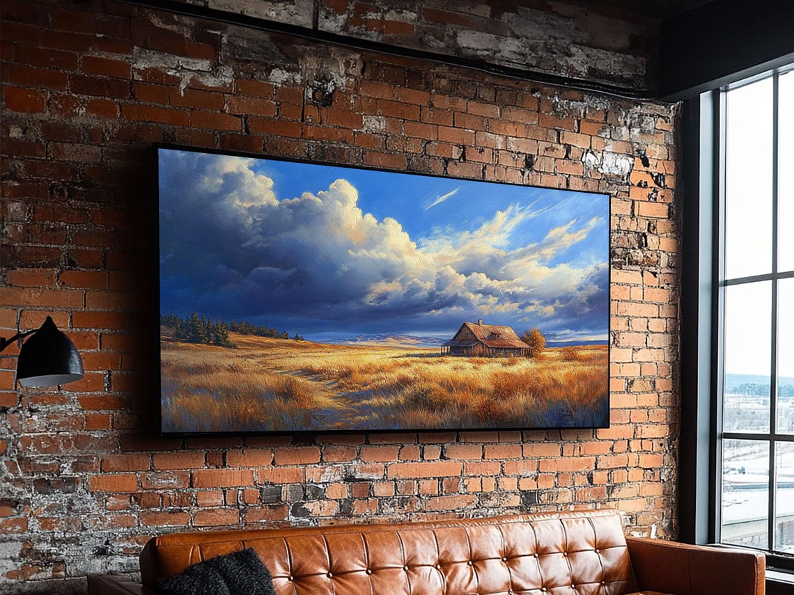 Rustic Barn Golden Wheat Field Dramatic Sky Panoramic Landscape Poster - Image 6