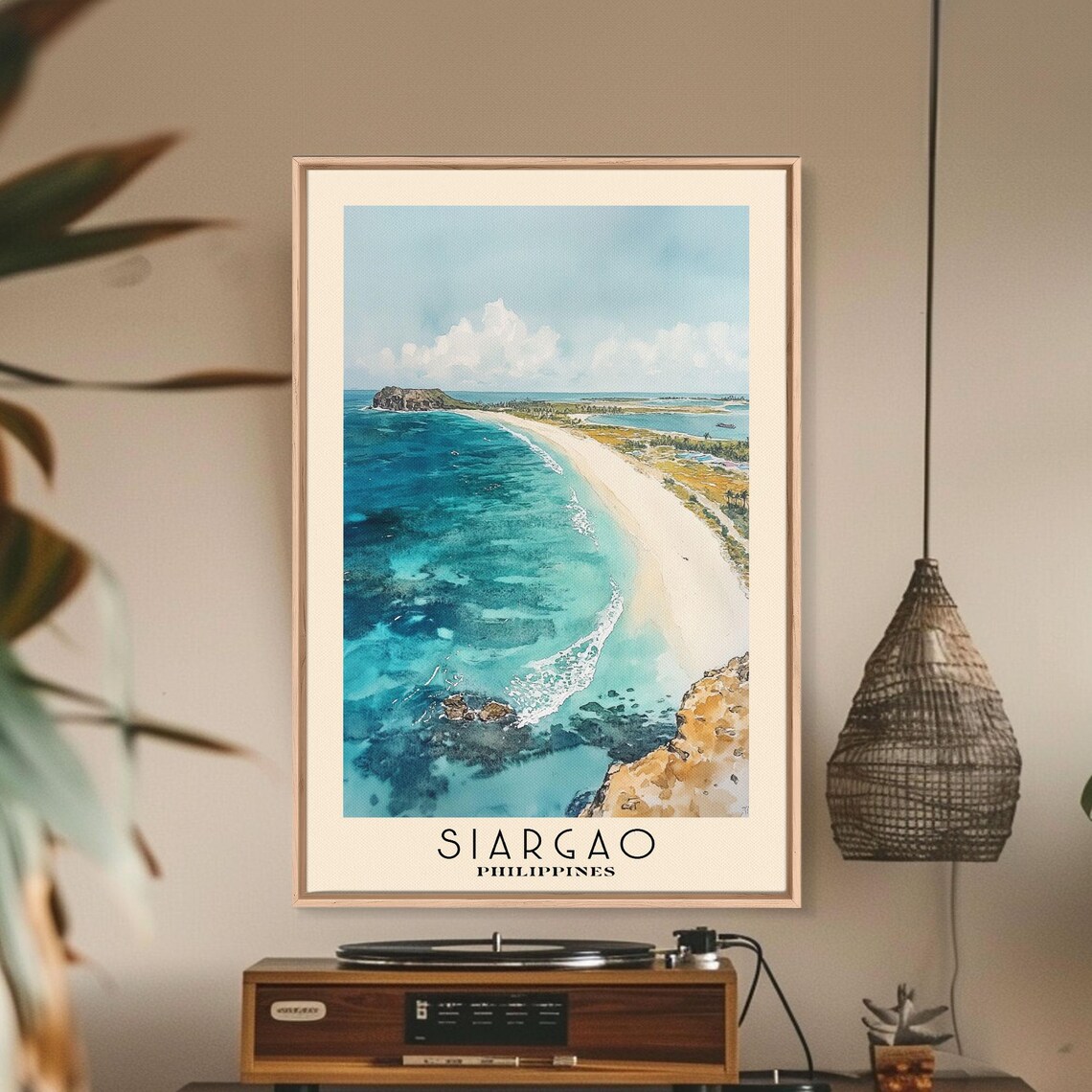 Siargao Philippines Aerial Sandy Beach Turquoise Surf Rocky Coast Poster - Image 3