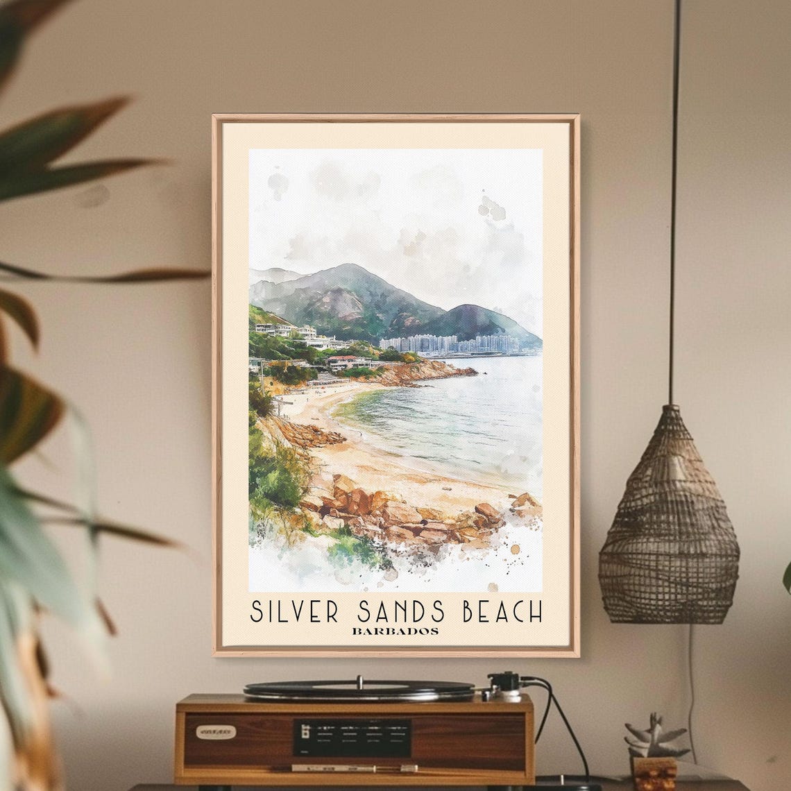 Silver Sands Beach Barbados Rocky Shore Sandy Bay Hillside View Poster - Image 3