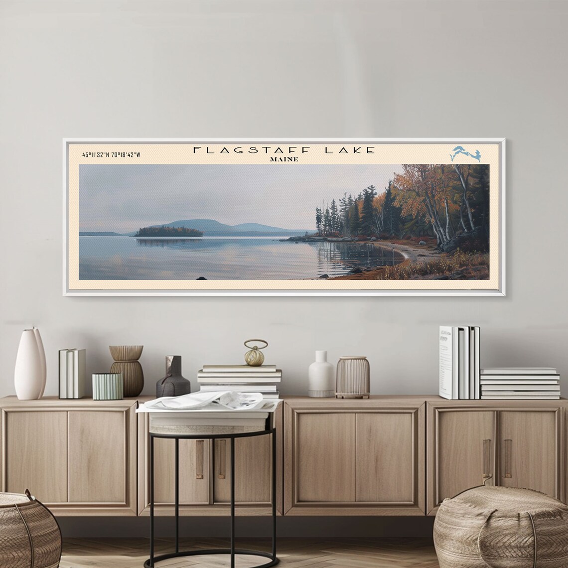 Flagstaff Lake Maine Travel Poster, Lake House Decor