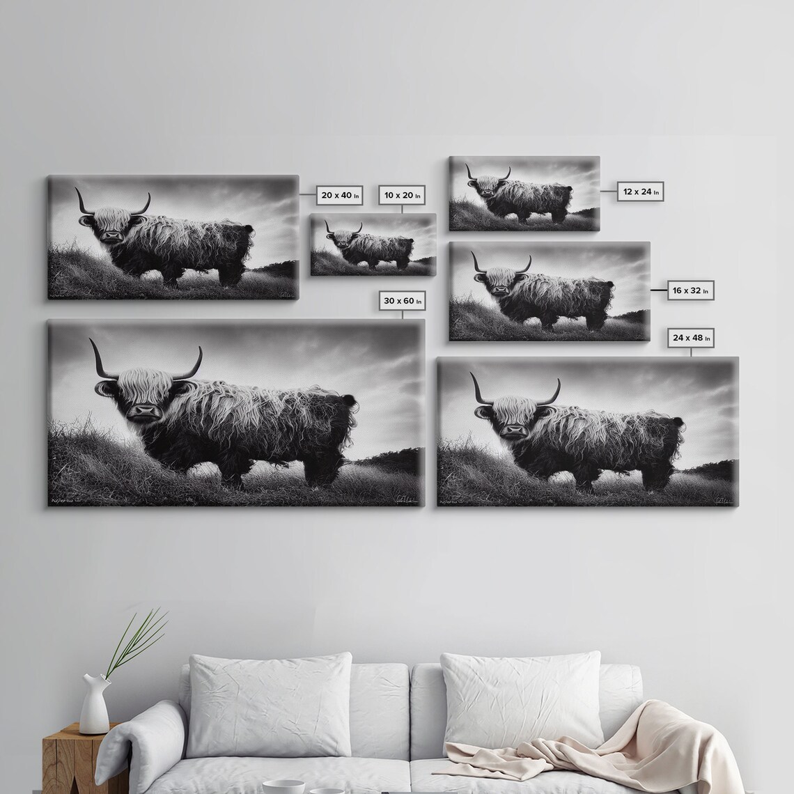 Scotland Highland Cow Black And White Shaggy Bull Farm Poster - Image 2