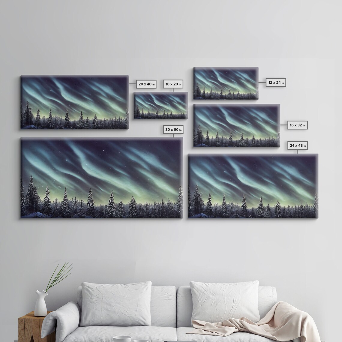 Aurora Borealis Over Snowy Forest Art Print - Image 2