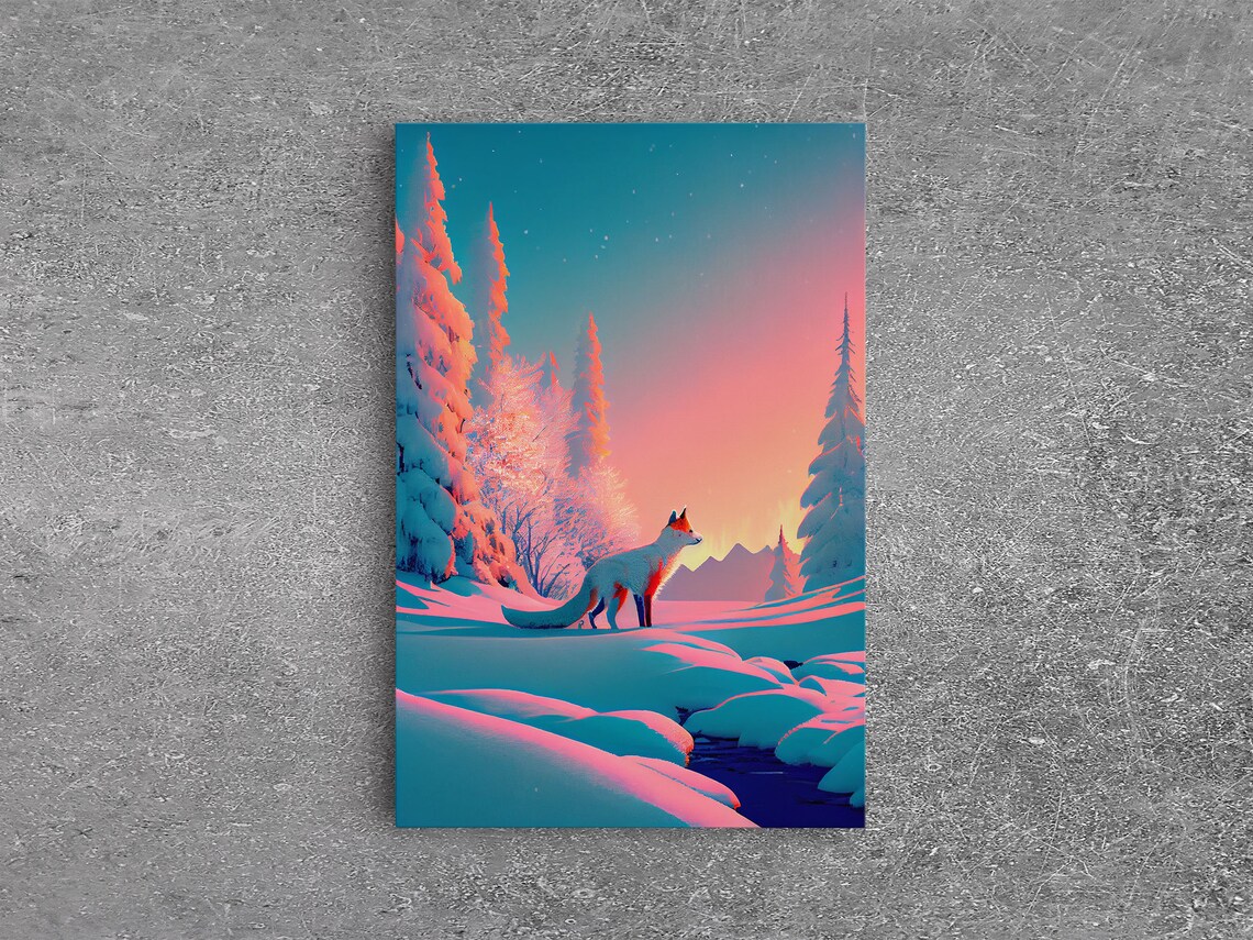 Cute Arctic Fox In The Snow, Animal Art Print - Image 6