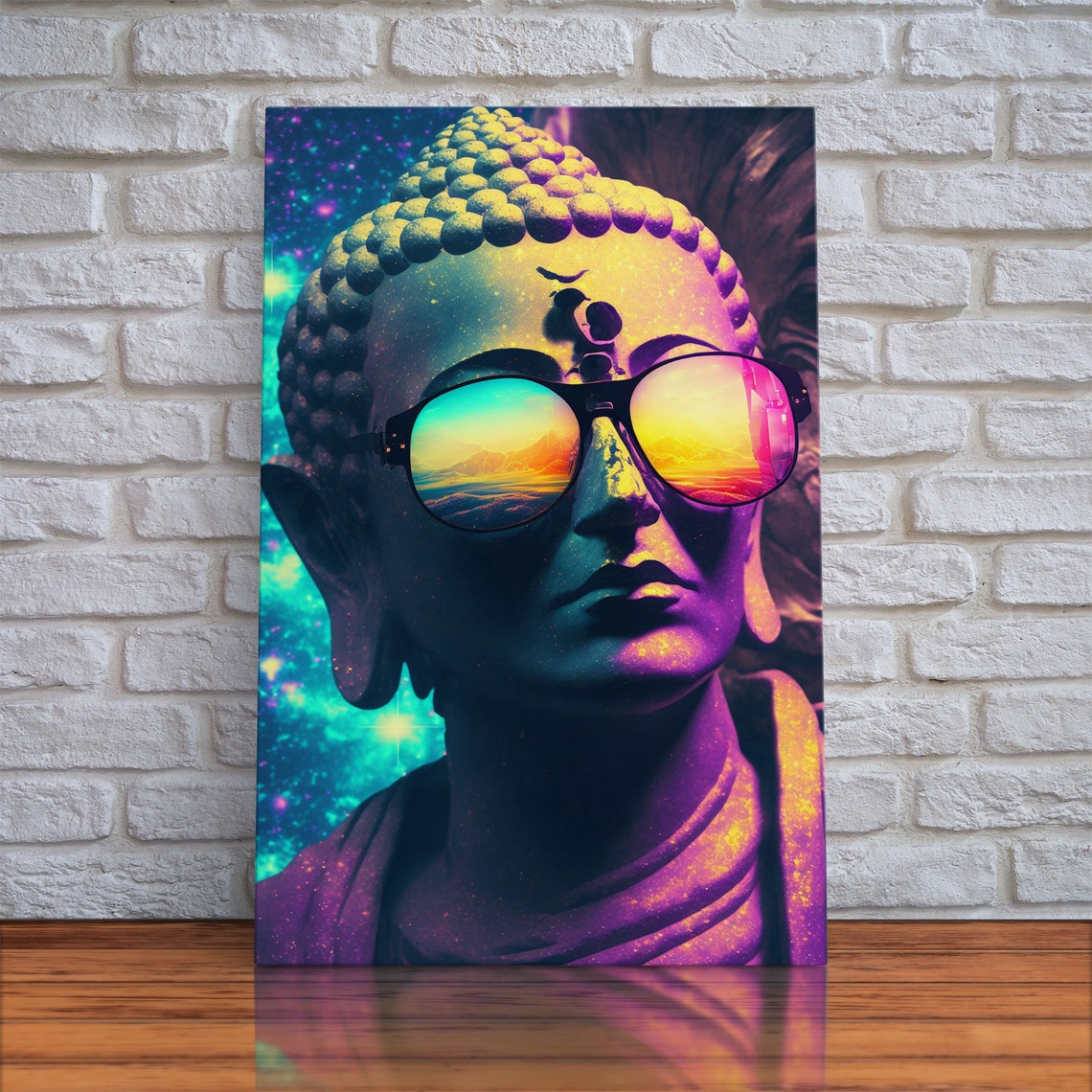 Psychedelic Buddha Aviator Sunglasses Sunset Galaxy Meditation Poster - Image 5