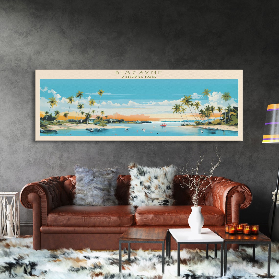 Biscayne National Park Florida Beach Sunset Palm Trees Travel Poster - Image 3