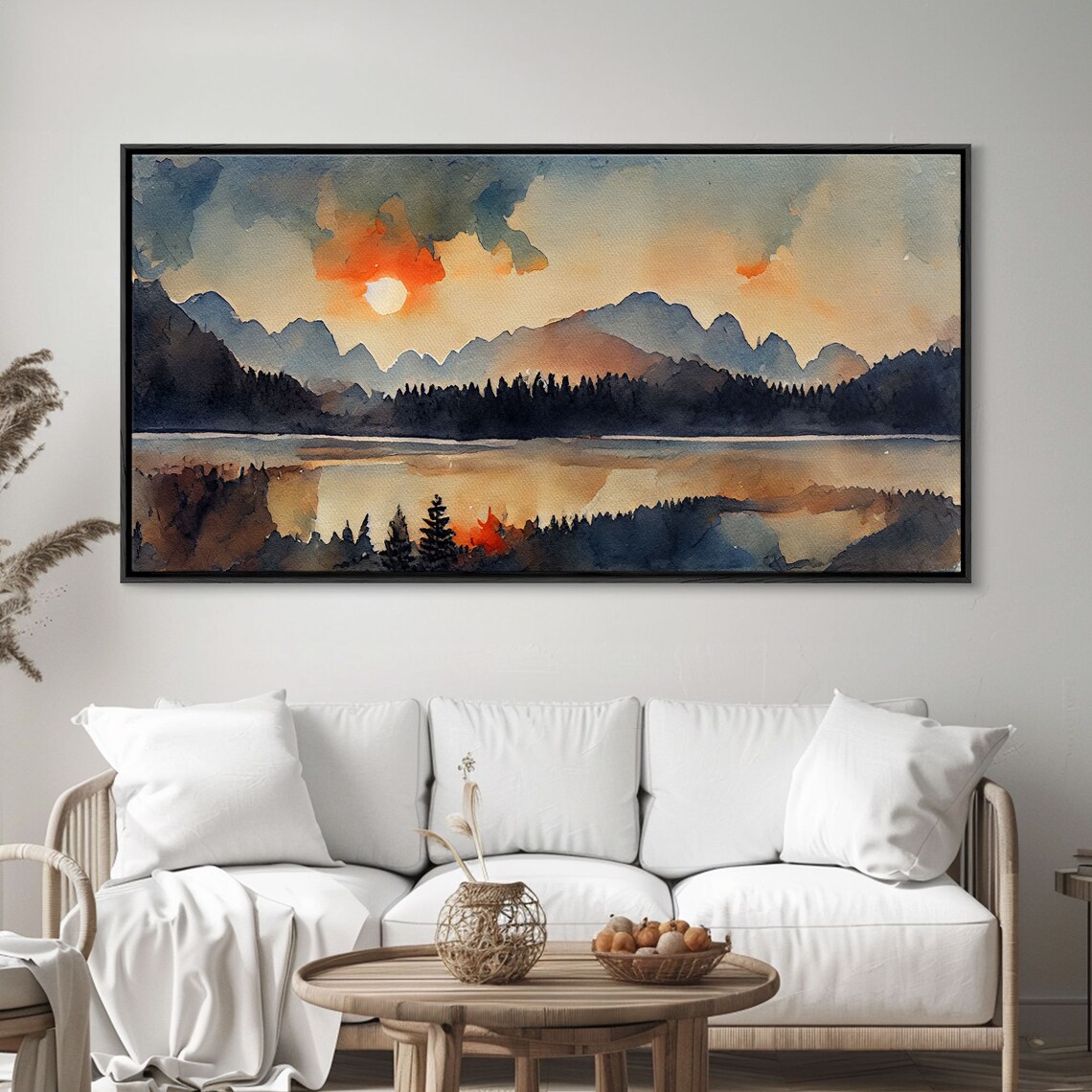 Watercolor Forest Fire Landscape Reproduction Print - Image 4