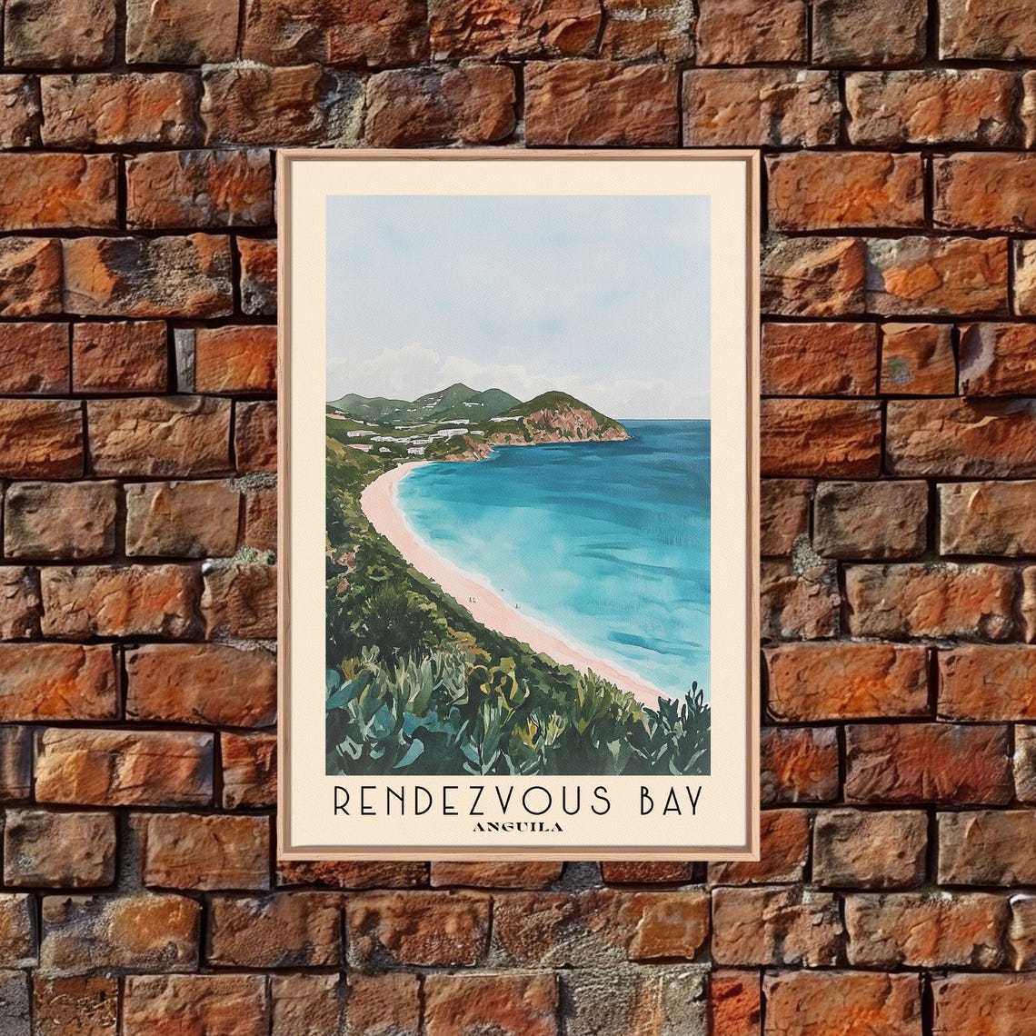 Rendezvous Bay Anguilla Crescent Beach Aerial View Travel Poster - Image 5