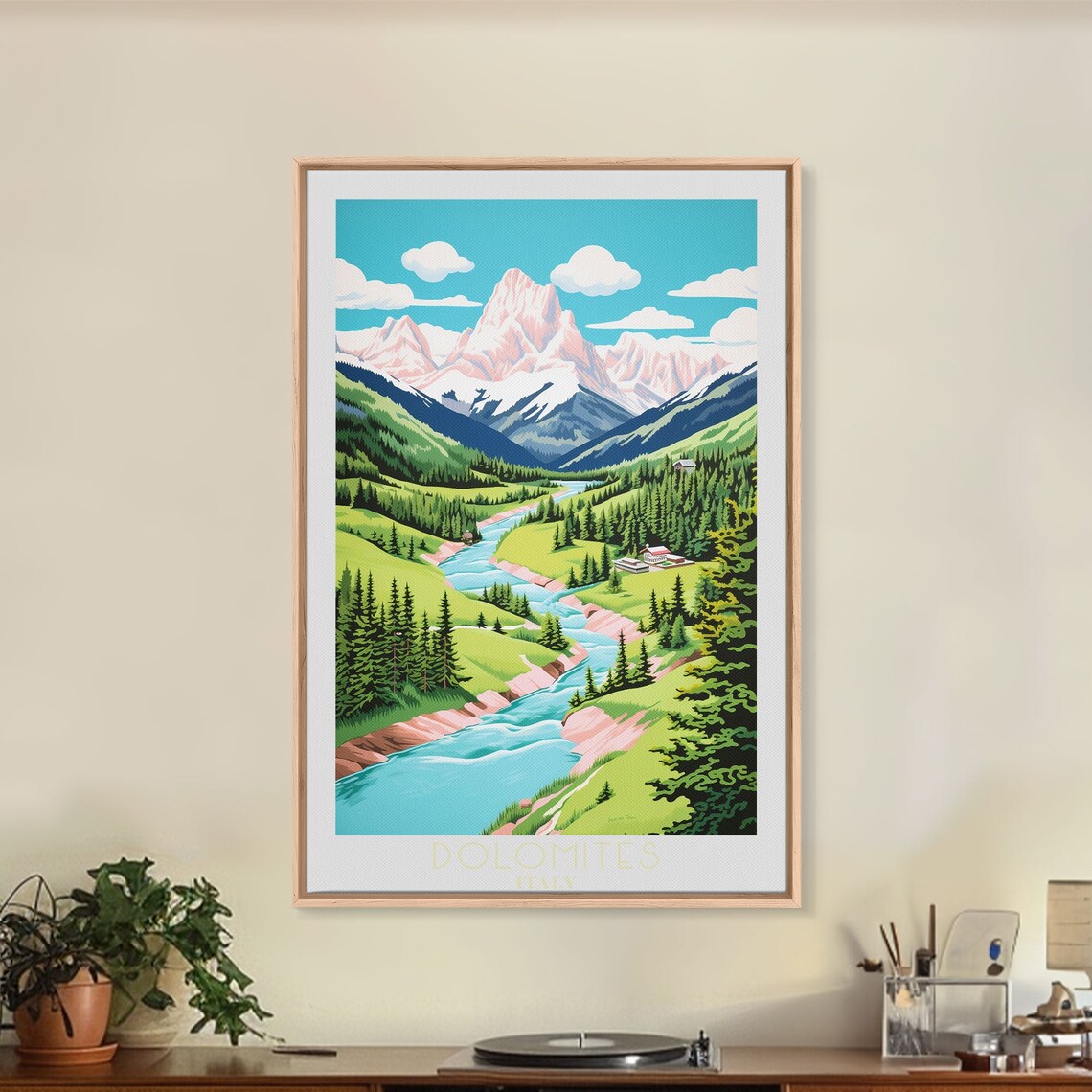 Dolomites Framed Print Travel Poster Original Wall Art Home Decor Gift For Travel Lover Wall Hanging - Image 3