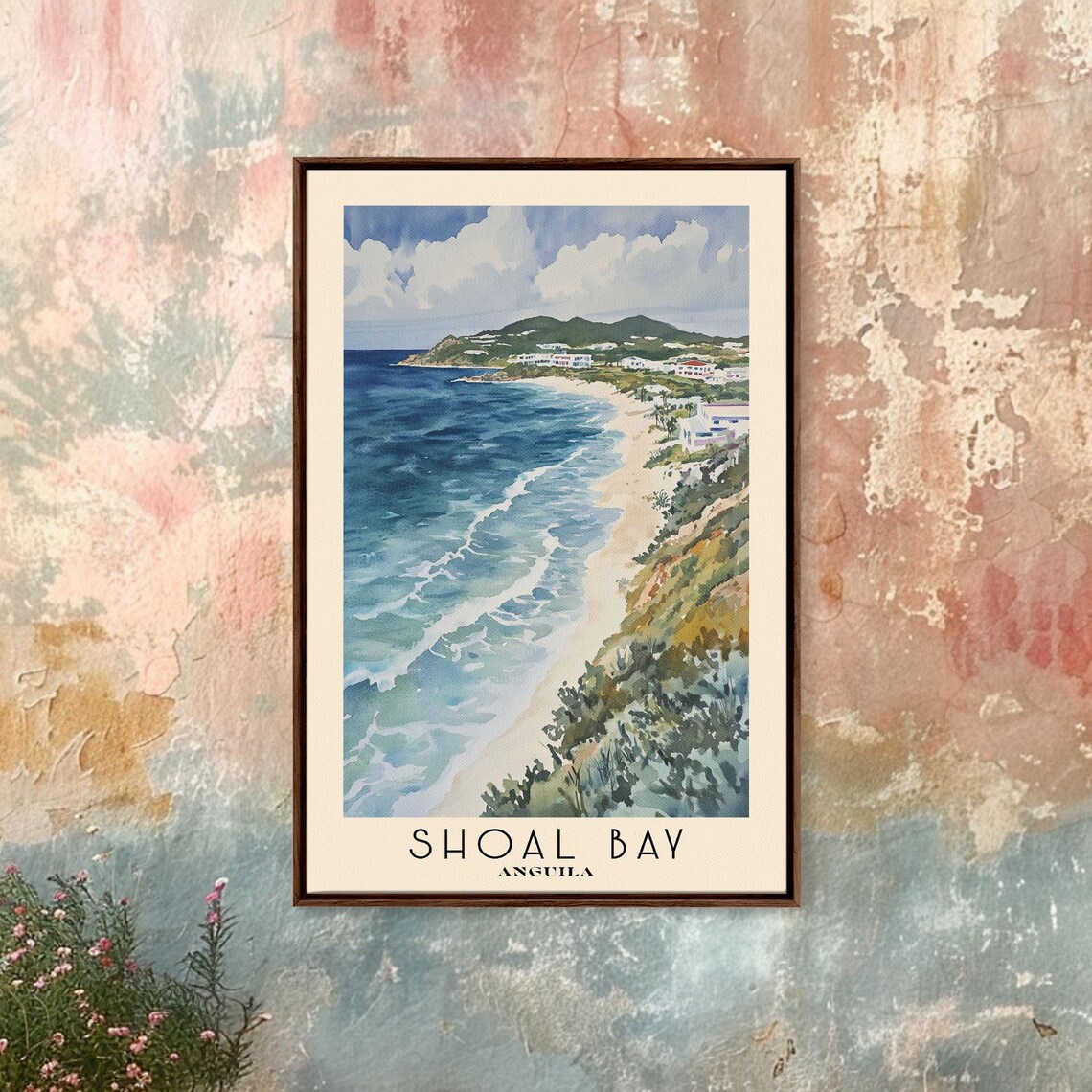 Shoal Bay Anguilla Aerial Coastline View Rolling Surf Golden Sand Poster - Image 4