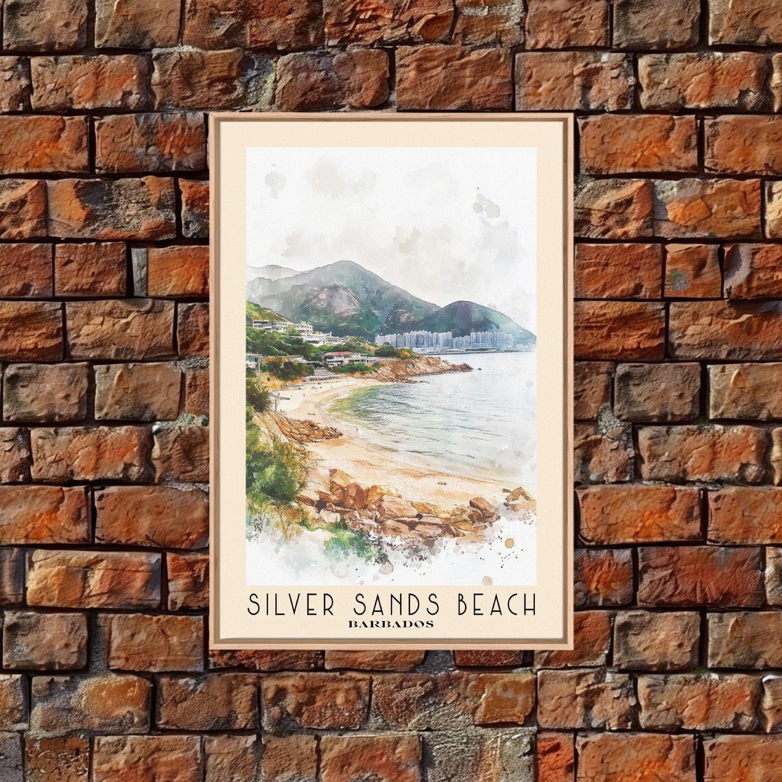Silver Sands Beach Barbados Rocky Shore Sandy Bay Hillside View Poster - Image 5