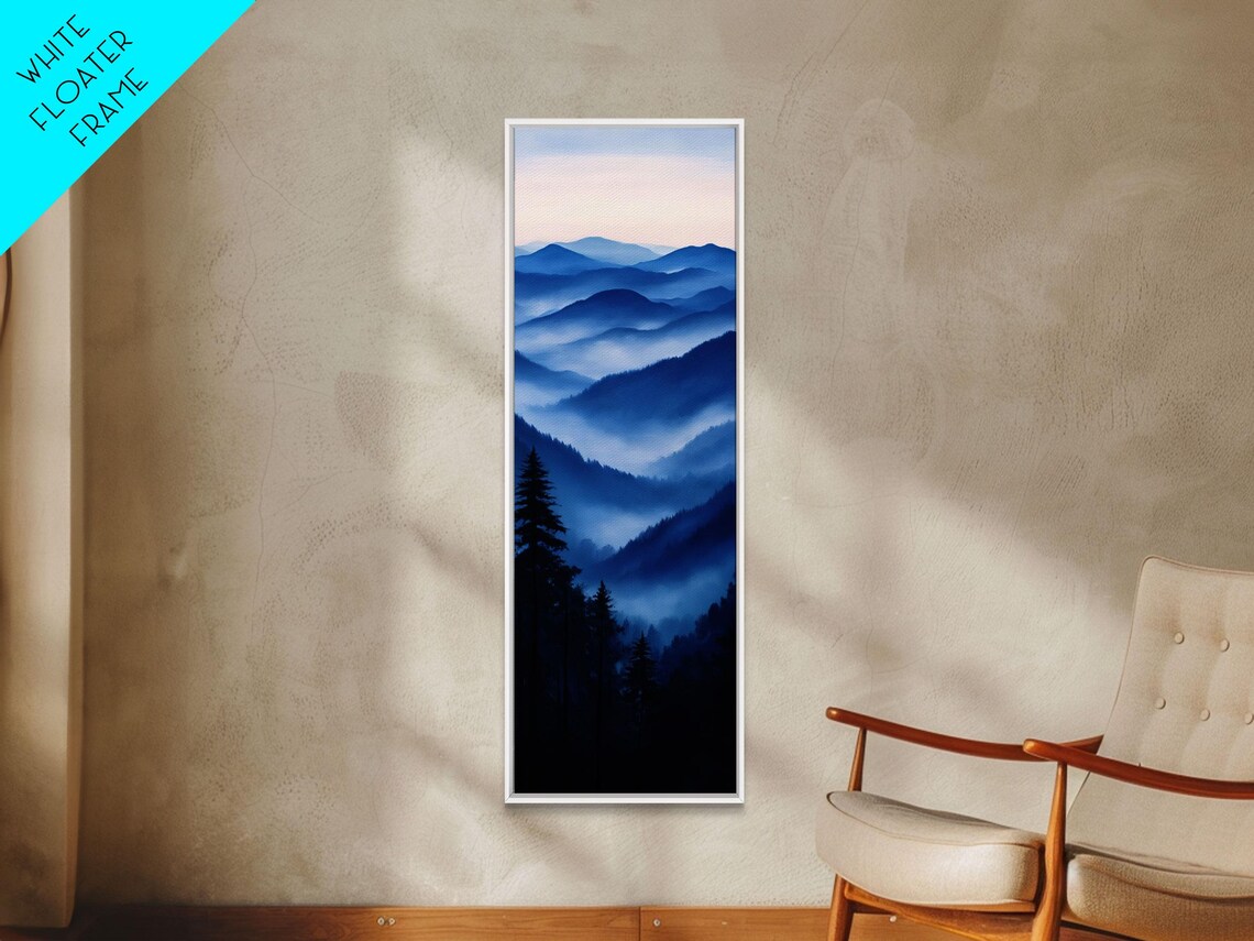 Smoky Blue Mountain Ridges At Dusk Tall Vertical Nature Poster - Image 2