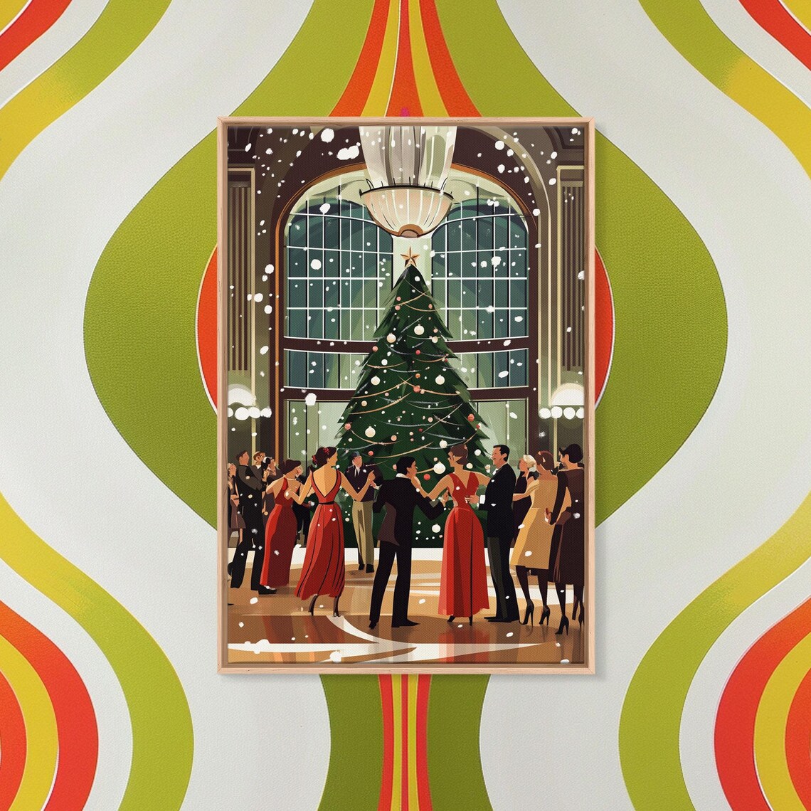 Vintage Christmas Ball Grand Hall Elegant Holiday Dance Party Poster - Image 3