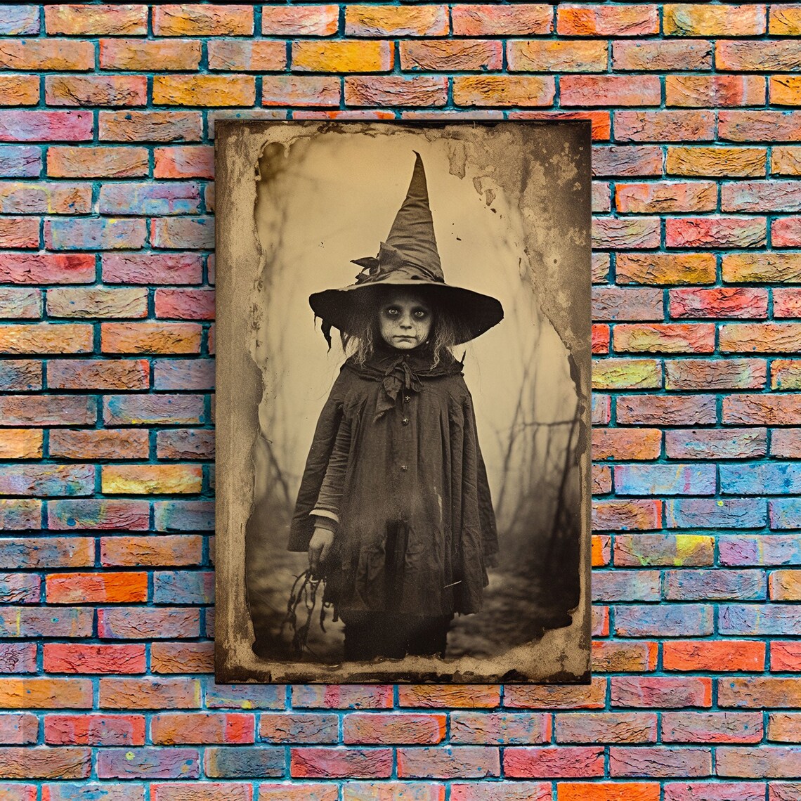 Witch Girl Spooky Vintage Sepia Photograph Dark Fantasy Halloween Poster - Image 5