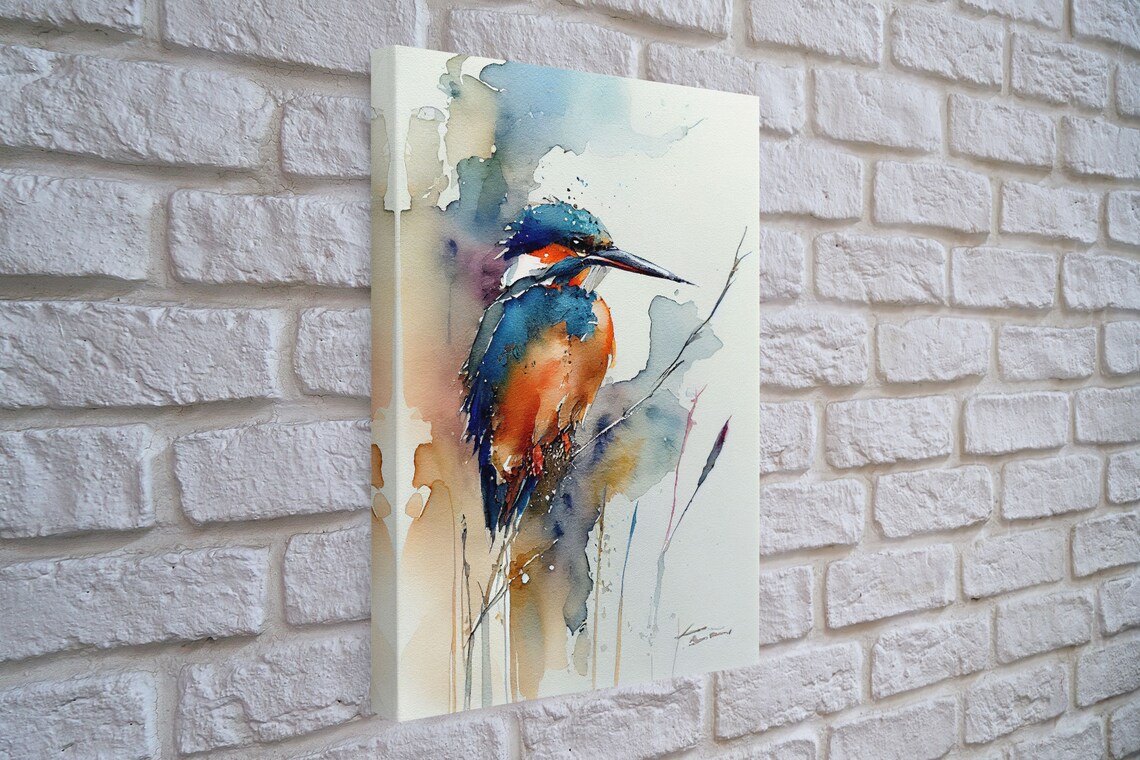 Kingfisher Watercolor Art Print, Bird Painting - Image 3