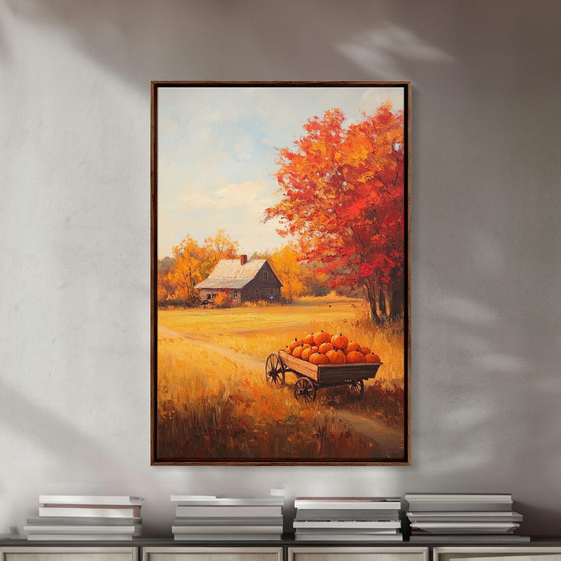 Pumpkin Cart In Golden Fall Field Rustic Barn Harvest Poster - Image 4