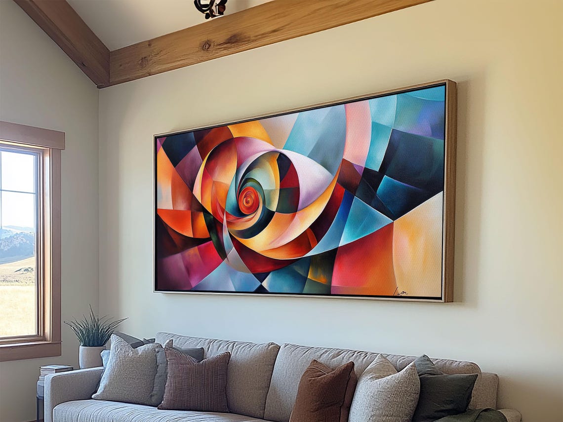 Abstract Spiral Vortex Orange Teal Pink Geometric Modern Wall Poster - Image 5