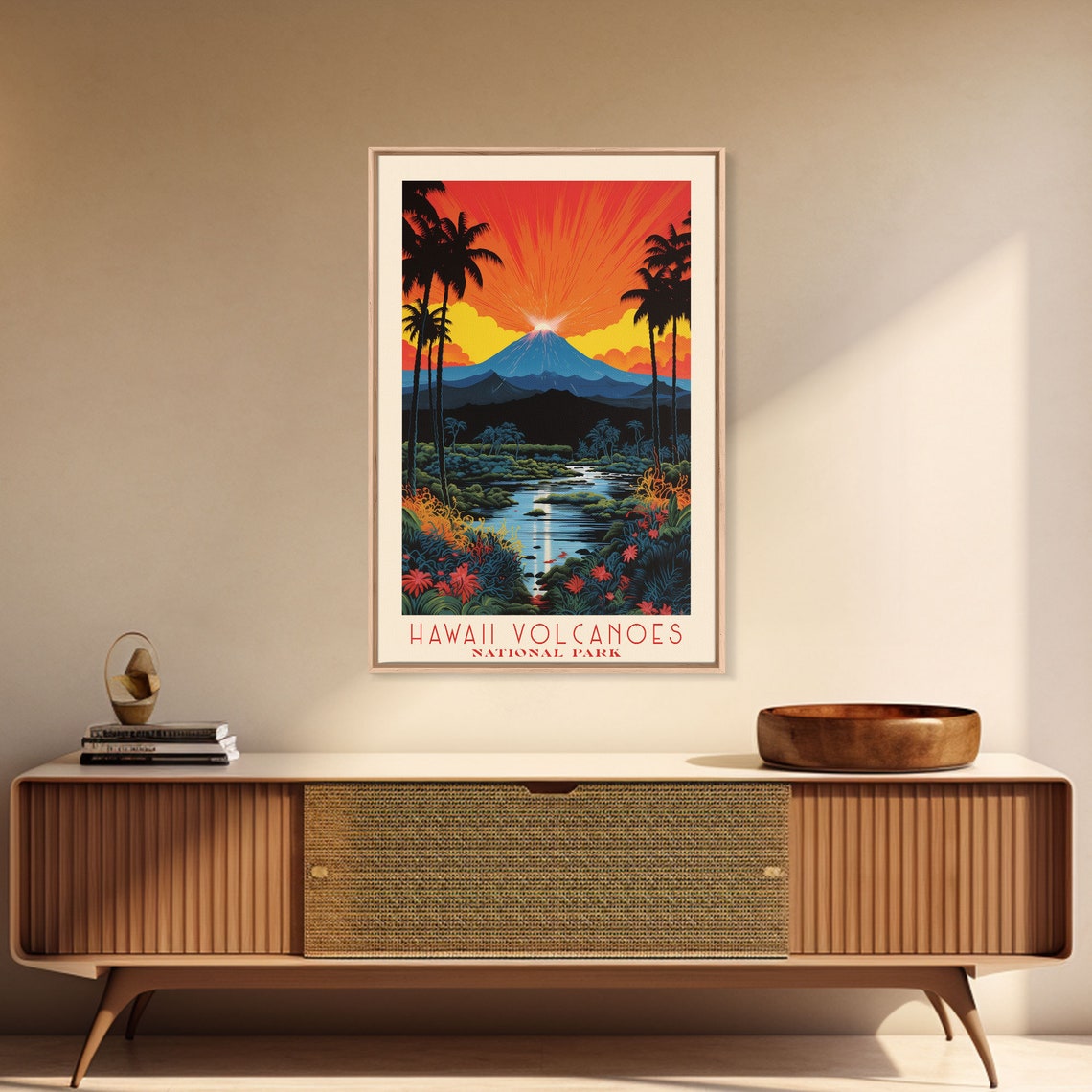 Hawaii Volcanoes National Park Travel Poster Art Print Wall Art Hawaii Travel Art Midcentury Modern Travel Decor Wall Art - Image 3