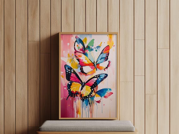 Preppy Butterflies Print Dorm Room Decor Oil Painting Of Butterflies Butterfly Wall Art Butterfly Painting
