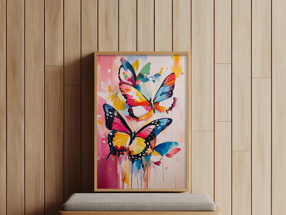 Preppy Butterflies Print Dorm Room Decor Oil Painting Of Butterflies Butterfly Wall Art Butterfly Painting