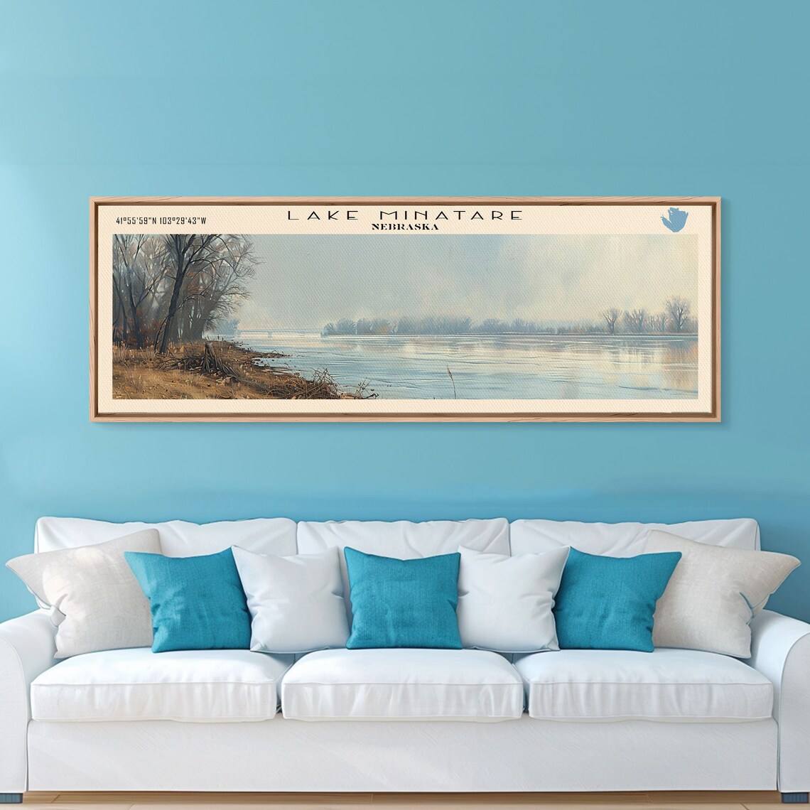 Lake Minatare Nebraska Icy Winter Shoreline Panoramic Travel Poster - Image 4