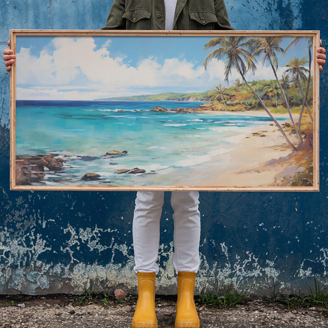 Palm Tree Beach Print Beach Art Framed Art Original Beach Painting Palm Tree Poster Landscape Painting Tropical Decor - Image 6