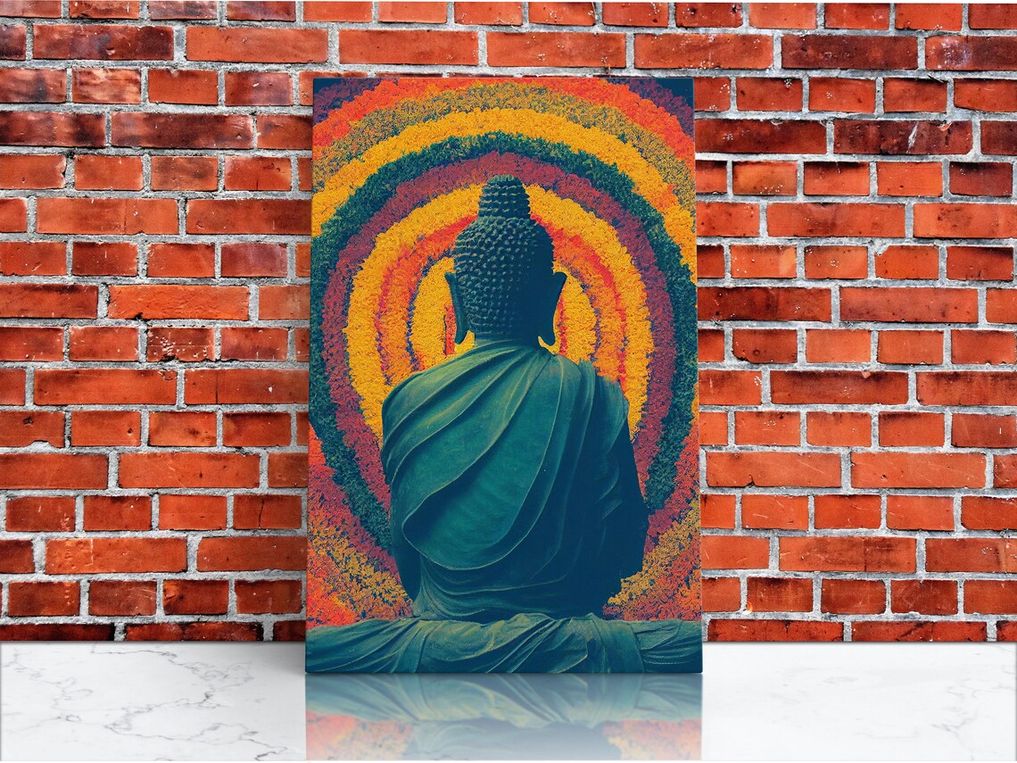 Colorful Rainbow Buddha, Yoga Studio Art Print - Image 4