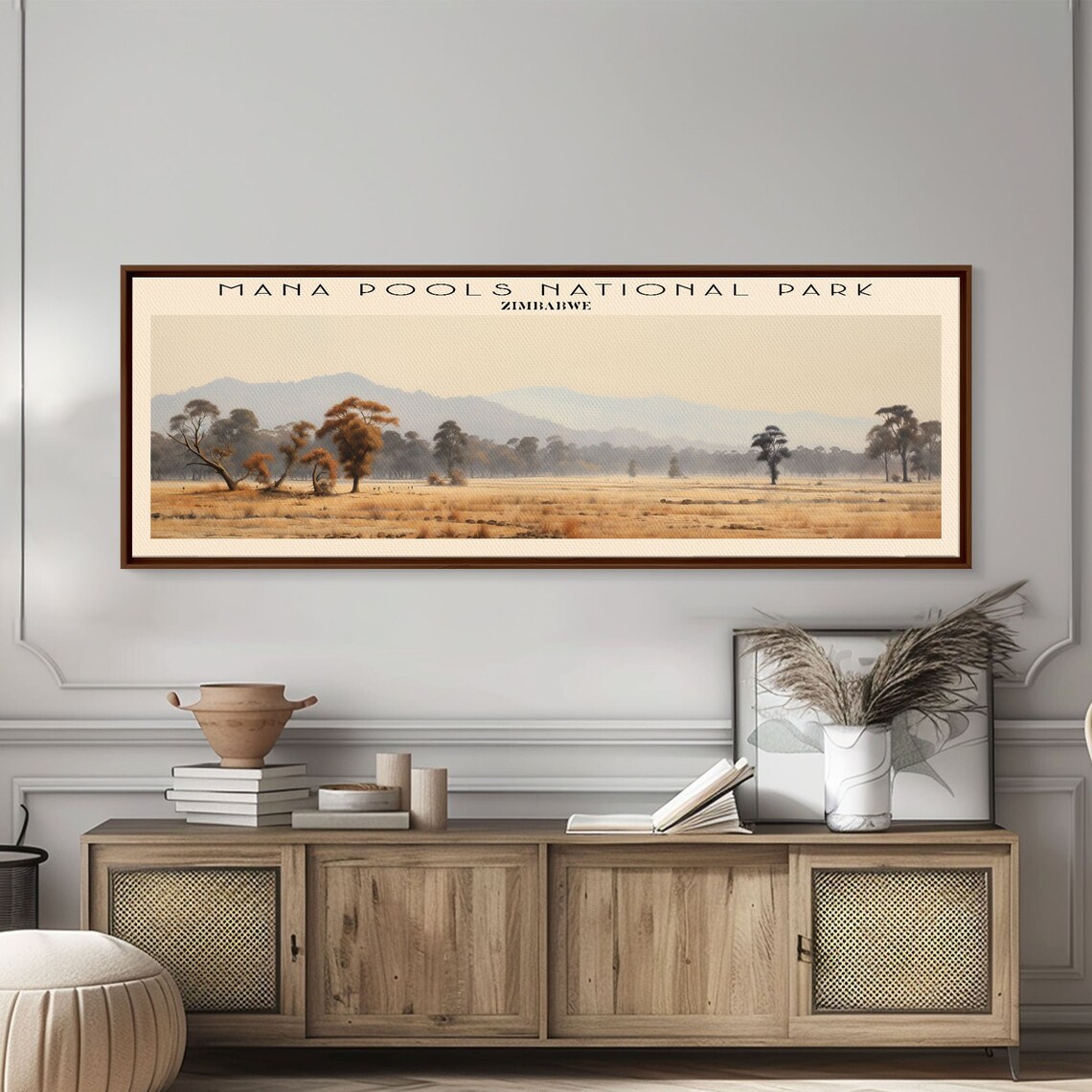 Mana Pools National Park Zimbabwe Golden Savanna Misty Hills View Poster - Image 2