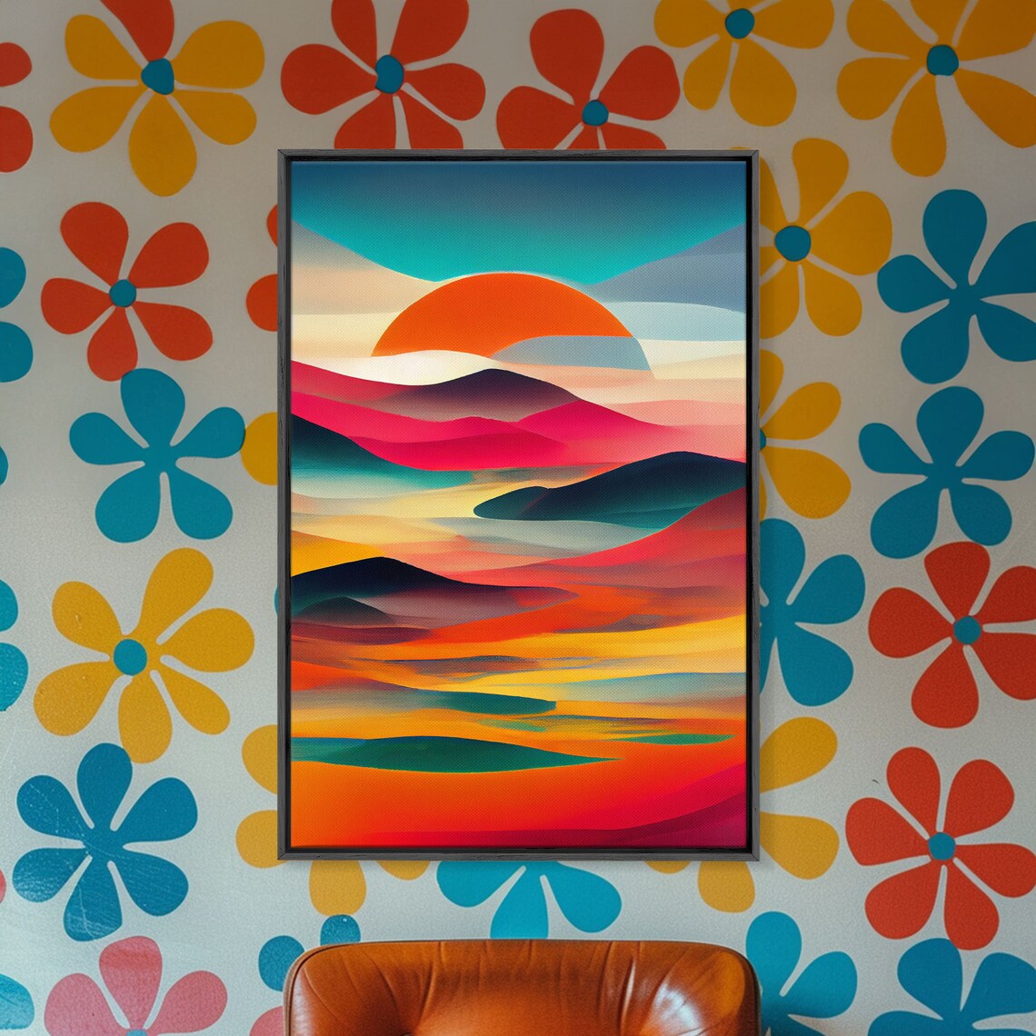 Midcentury Clouds and Sunrise Retro Style Art Print - Image 4