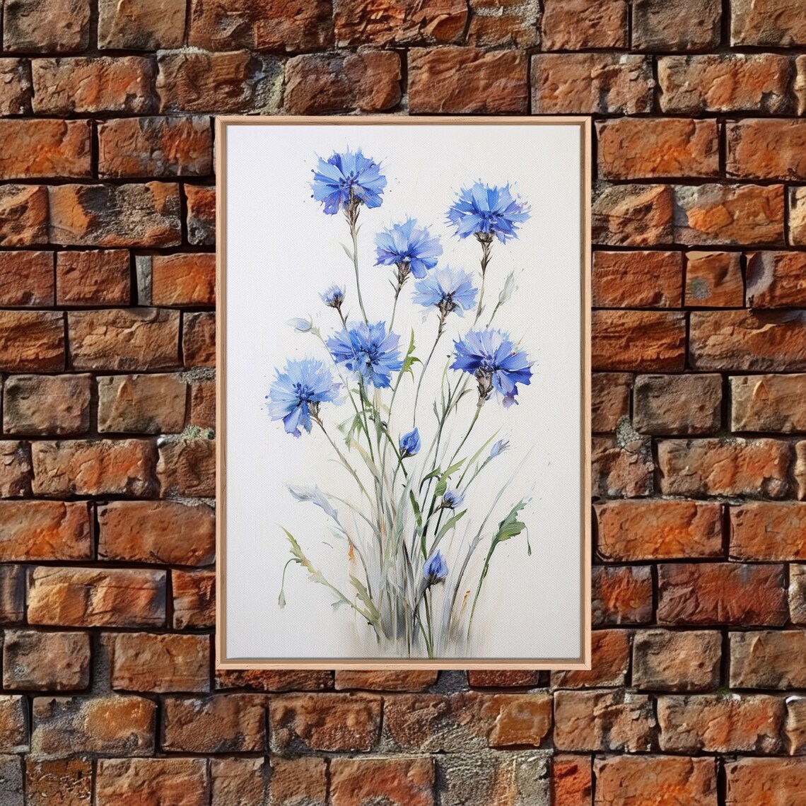 Blue Bachelor Buttons Still Life, Botanical Art Print - Image 3