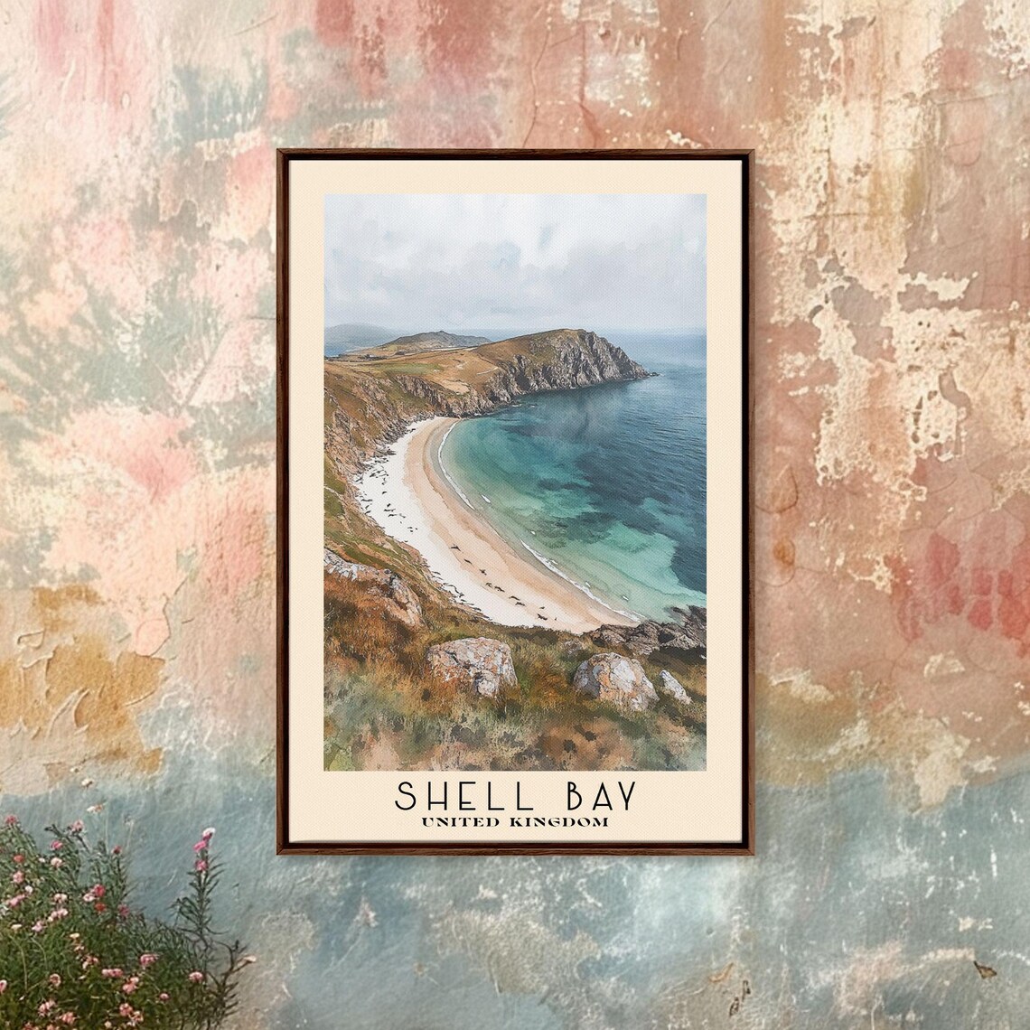 Shell Bay United Kingdom Cliff Coastline Curving Beach Turquoise Sea Poster - Image 4