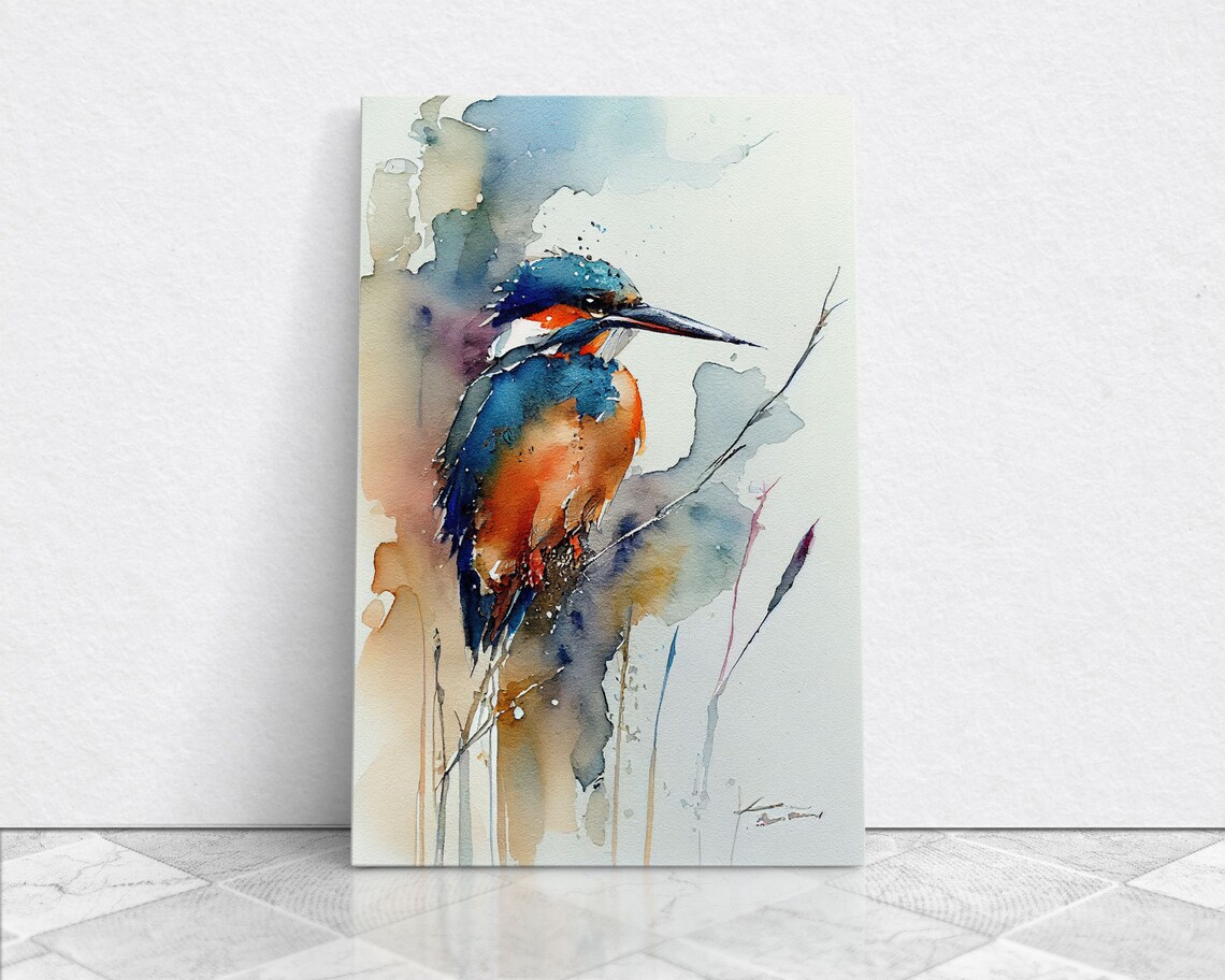 Kingfisher Watercolor Art Print, Bird Painting - Image 5