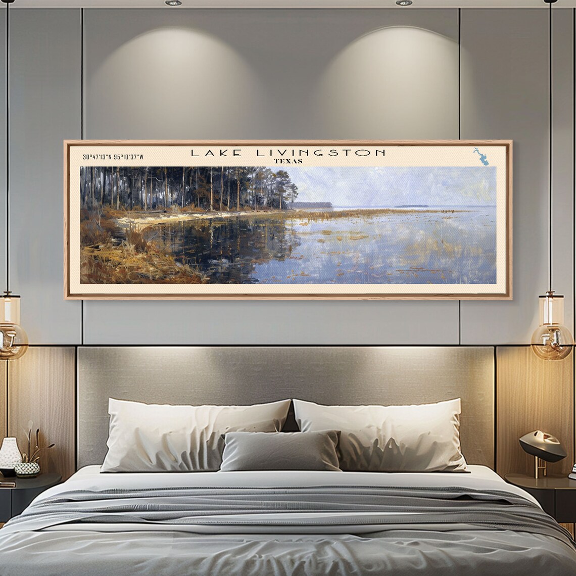 Lake Livingston Texas Travel Poster, Lake House Decor