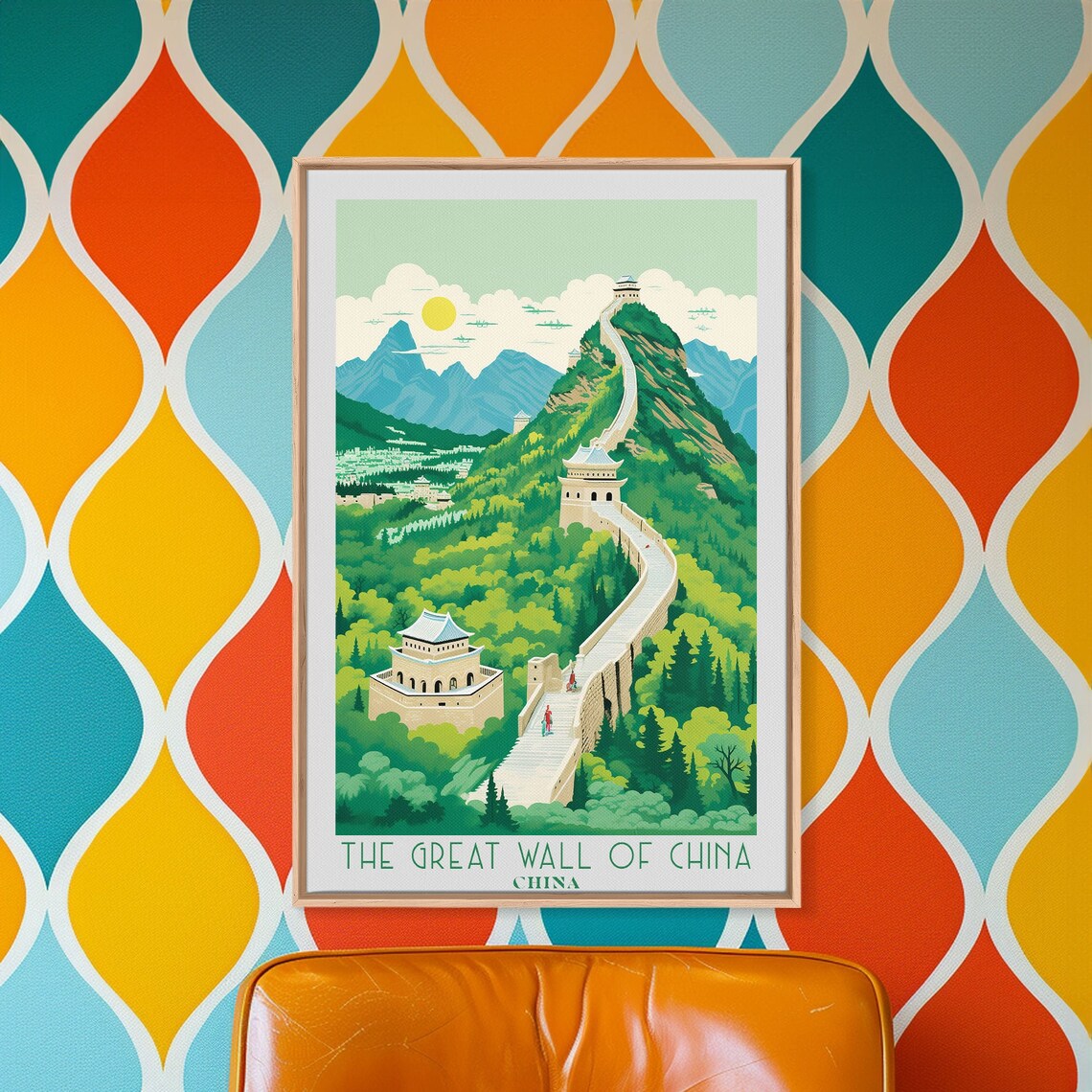 Great Wall Of China Winding Mountain Ridge Watchtowers Travel Poster
